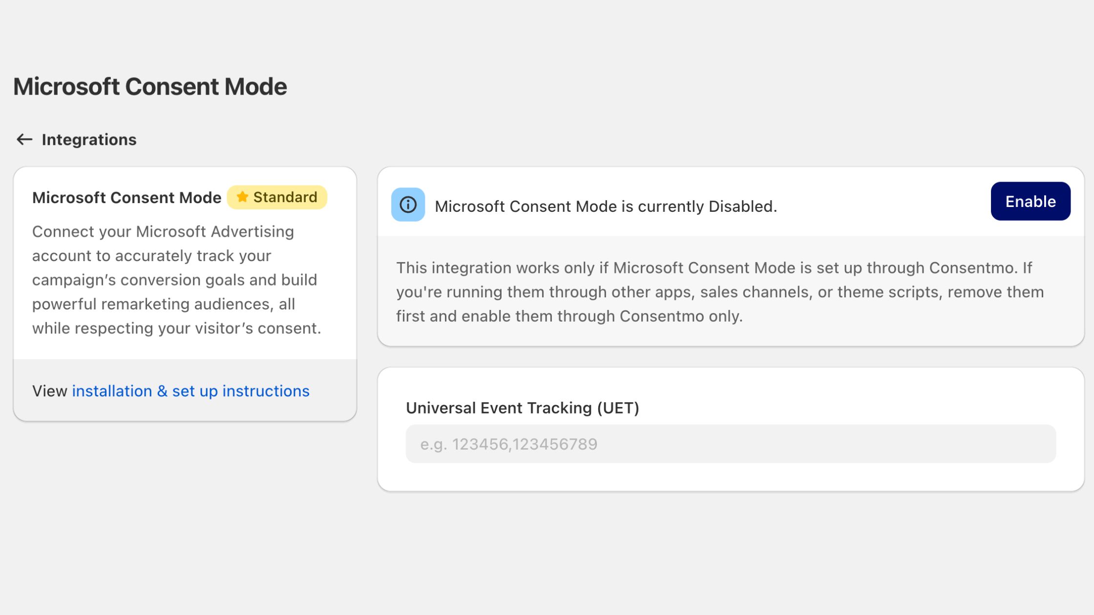 Microsoft Consent Mode via Consentmo.