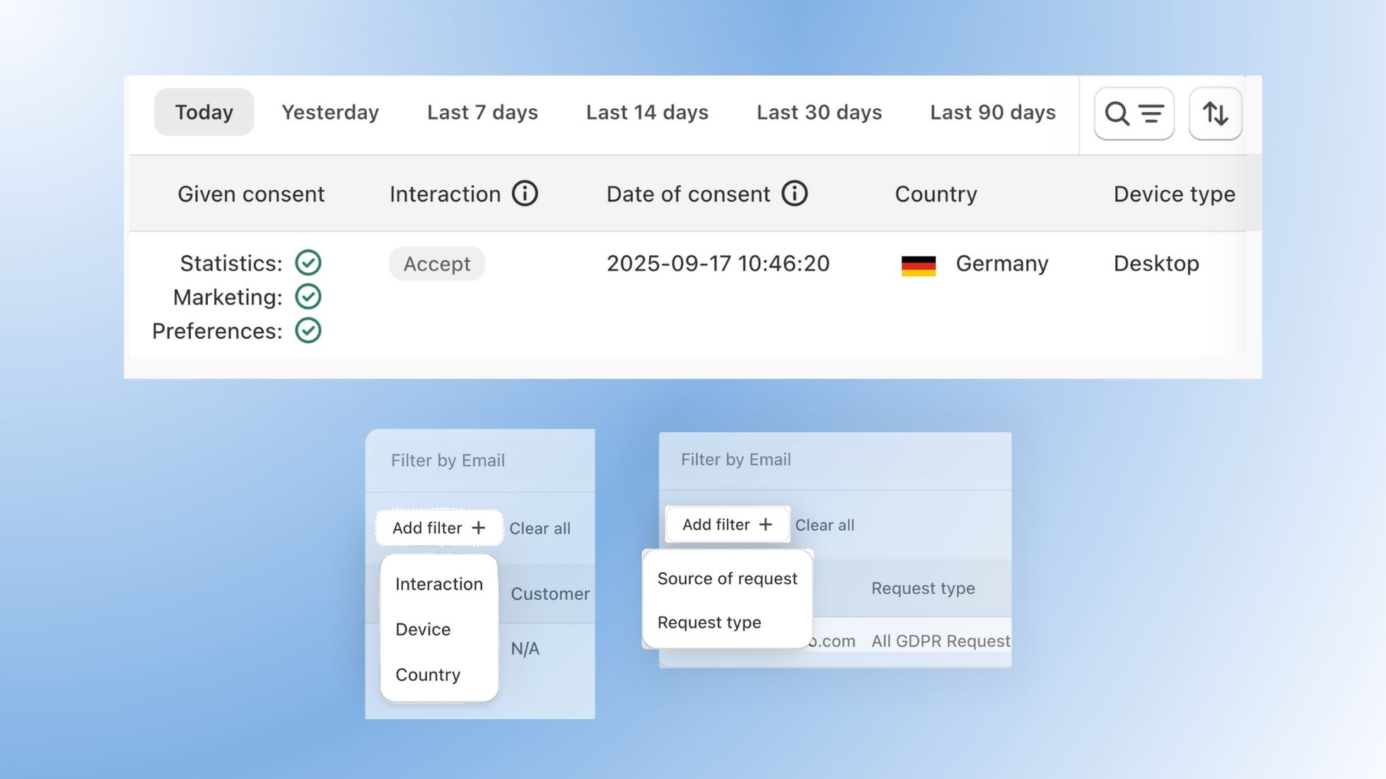 Improved Filters, Layout & Exports for Consent Records and DSARs