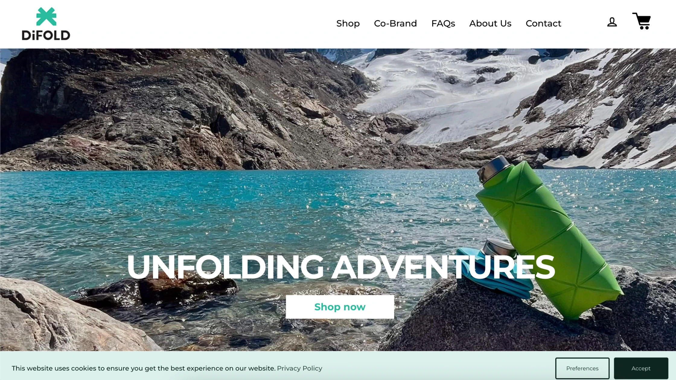 DiFOLD's website with the Consentmo Cookie bar