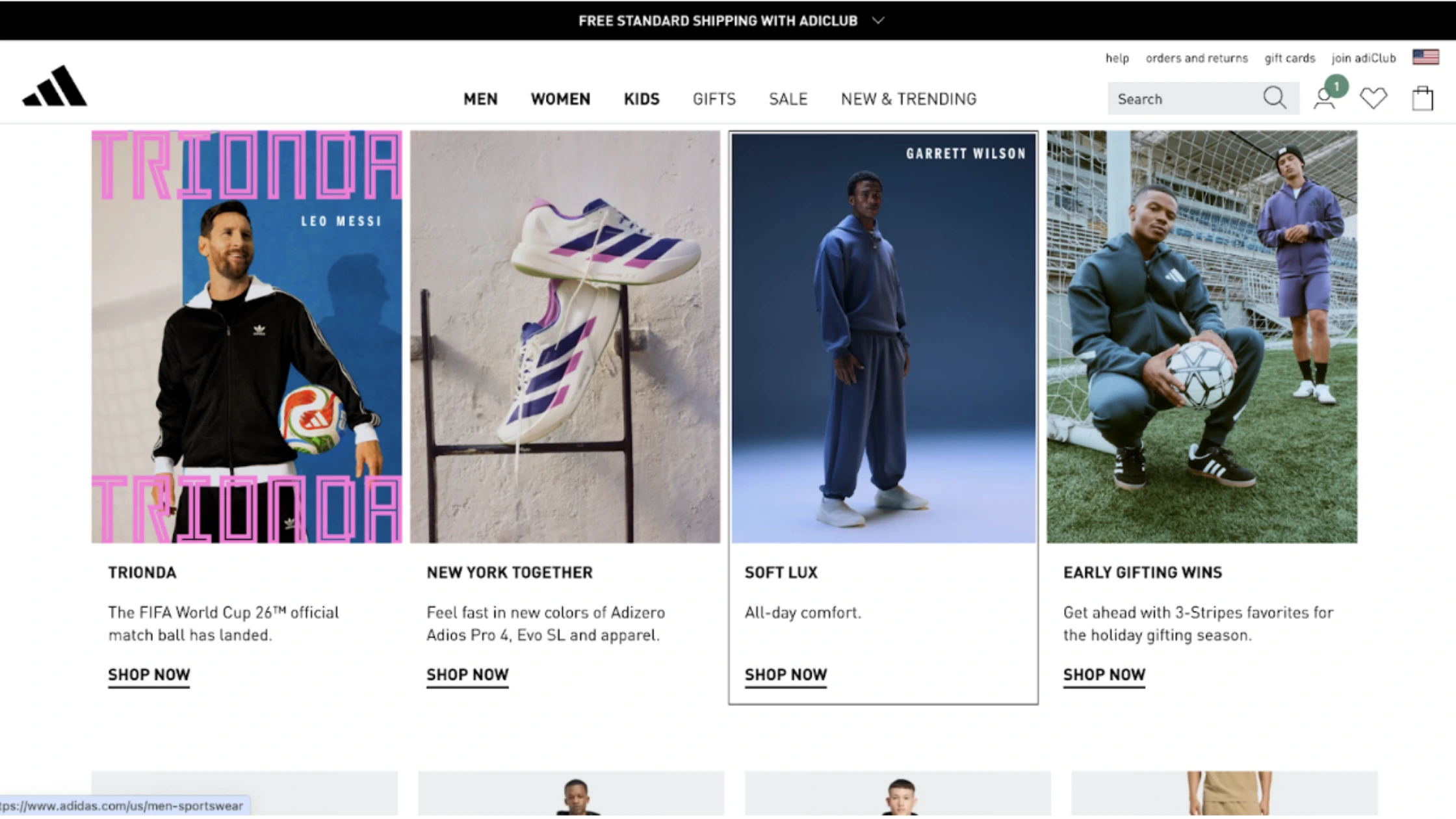 Adidas website screenshot.