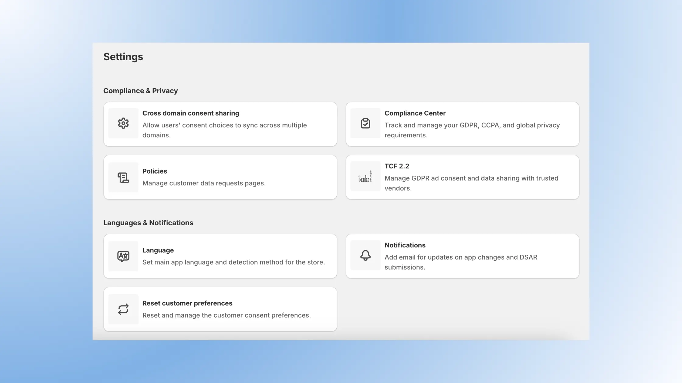 We reorganized the entire Settings page for a cleaner, faster workflow.