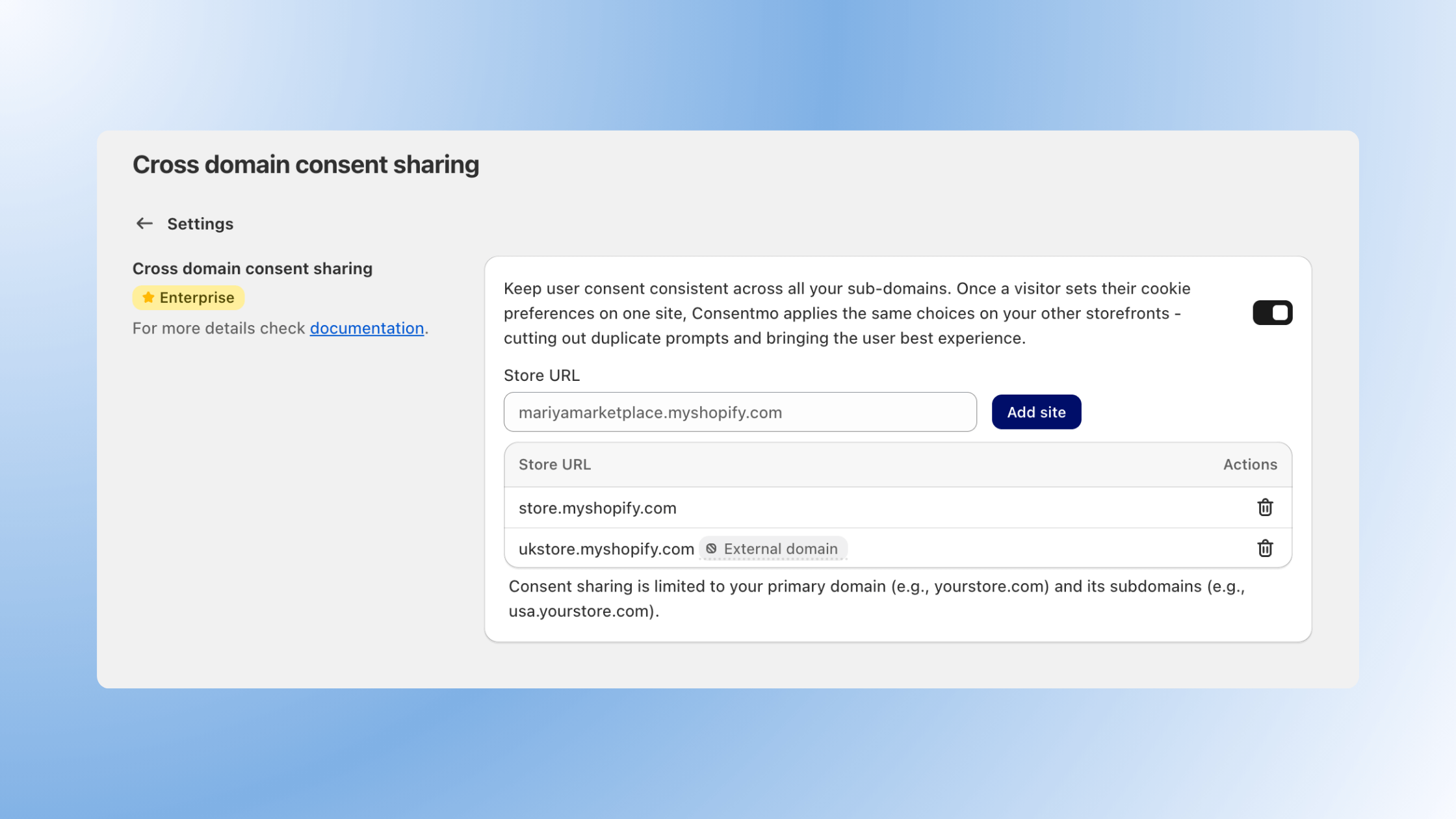 Cross-Domain Consent Sharing