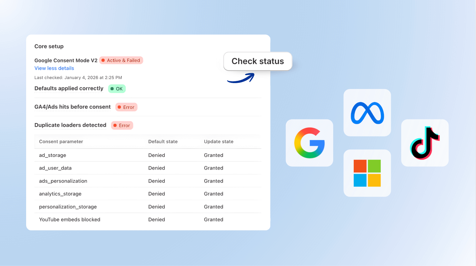 New Integration Scanner - Status Checks