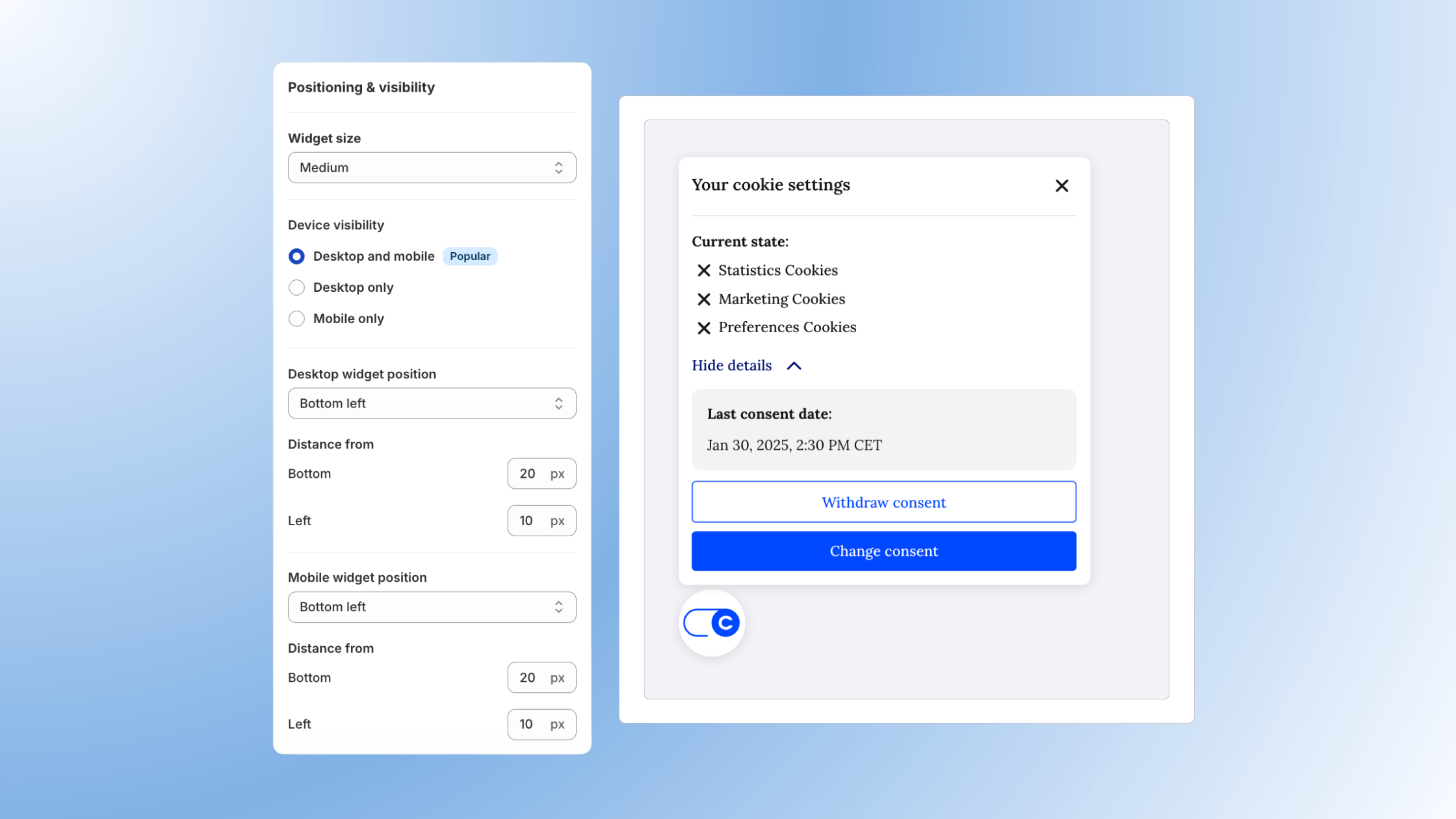 Updated Cookie Widget Experience