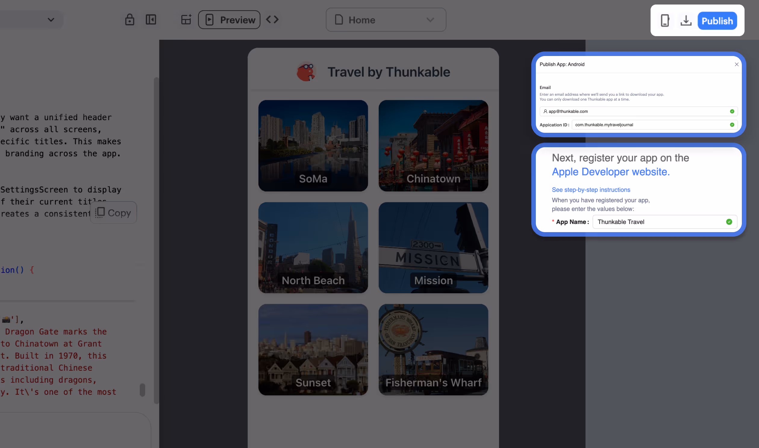 highlight of publish and download feature in platform