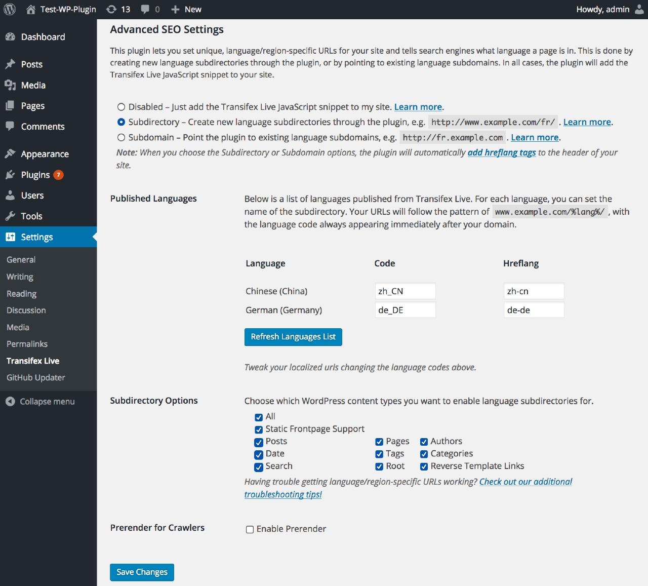 Image: a screenshot of transifex's multilingual seo plugin for wordpress