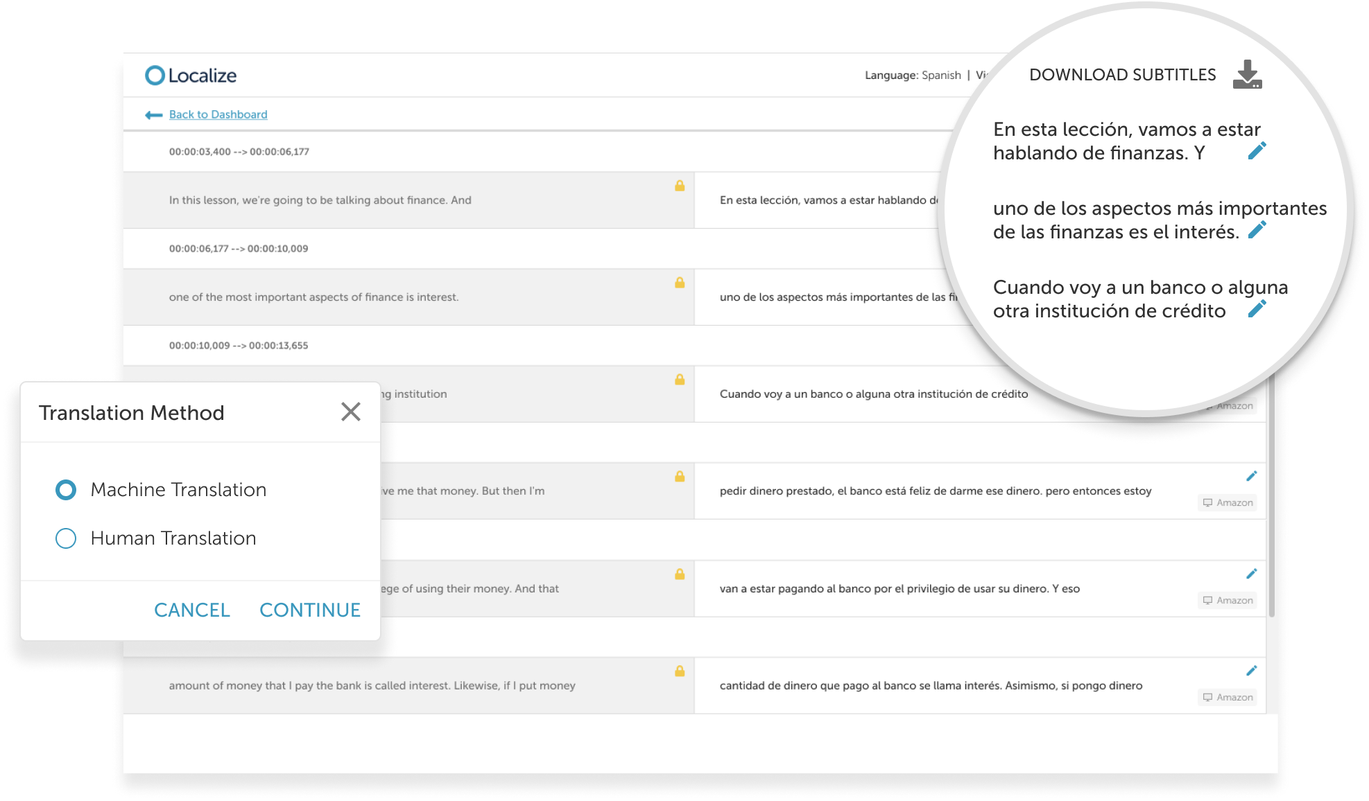 image: a screenshot of the process to translate subtitles