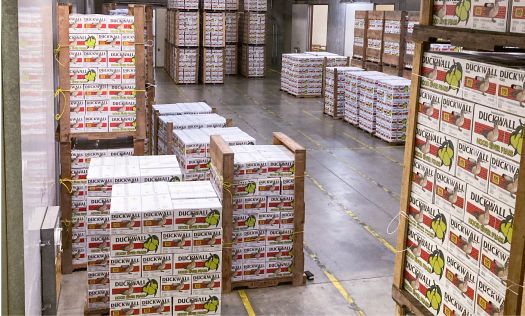 A warehouse filled with boxes of product