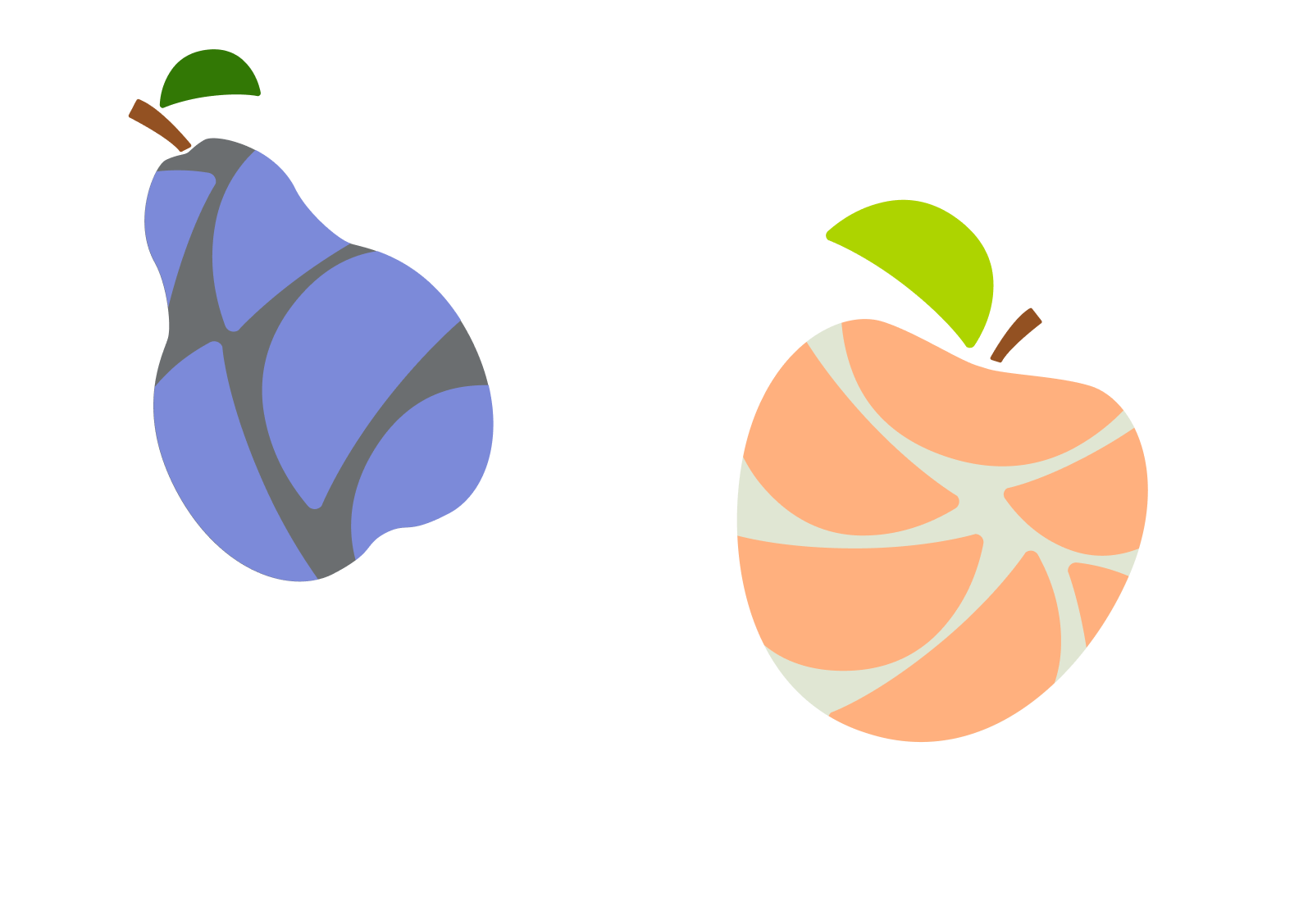 Abstract illustration of a pear and peach next to each other