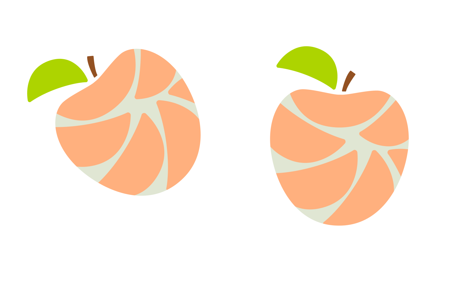 Abstract illustration of 2 peaches next to each other