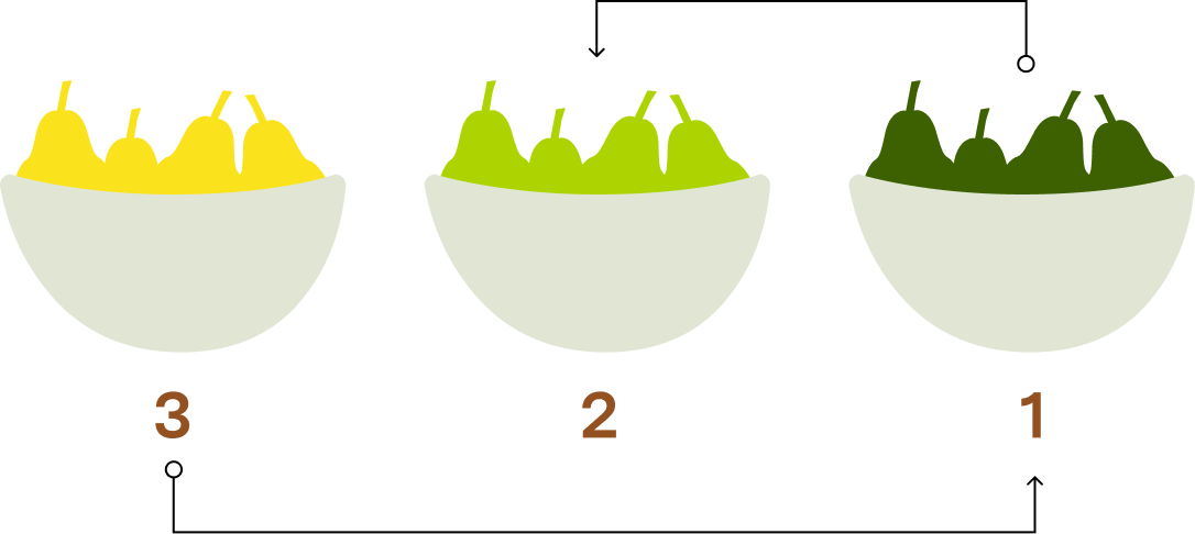 Illustration showing the various stages of ripenss of product on a scale
