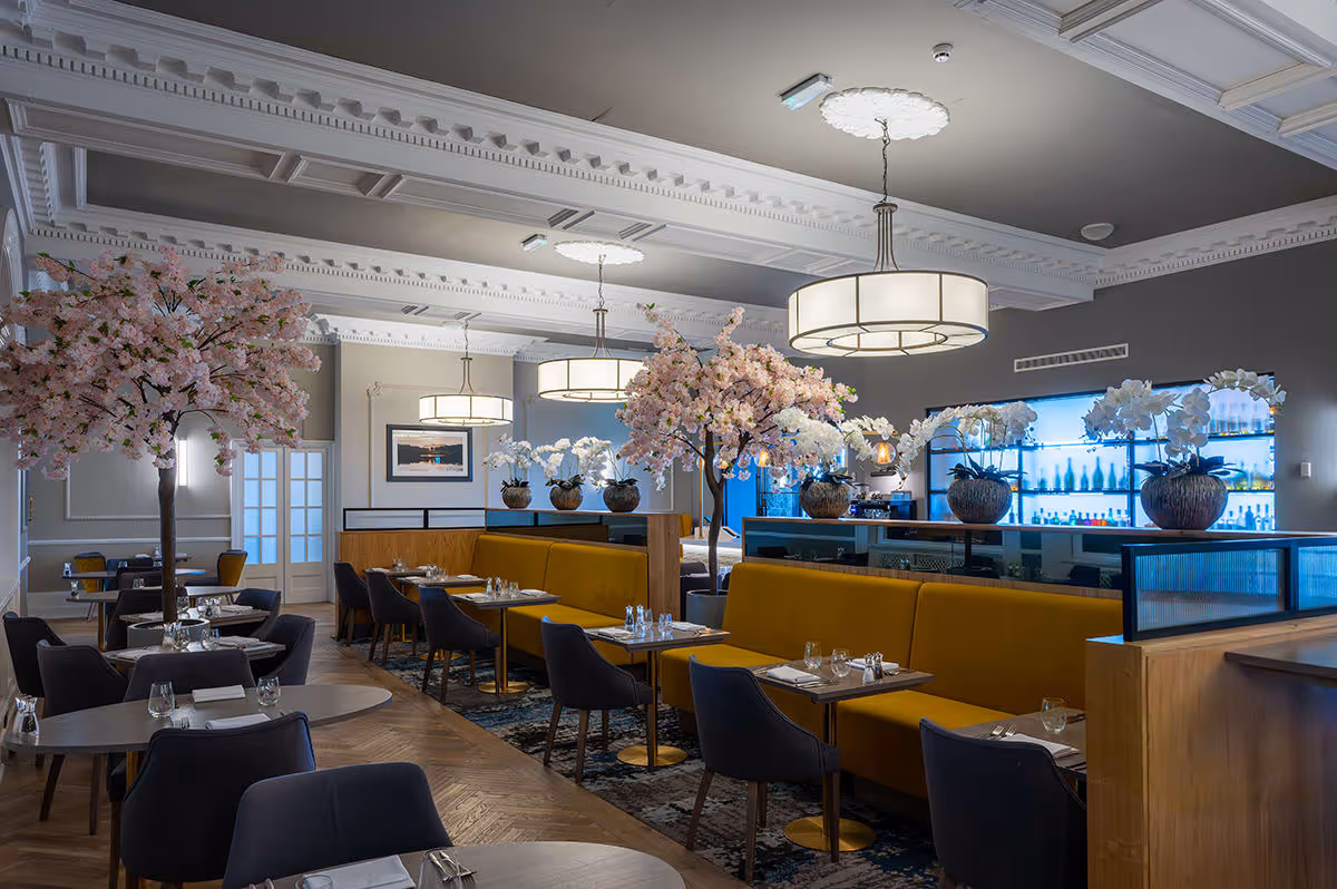 Hotel refurbishment, interior design, restaurant area, Cumbria