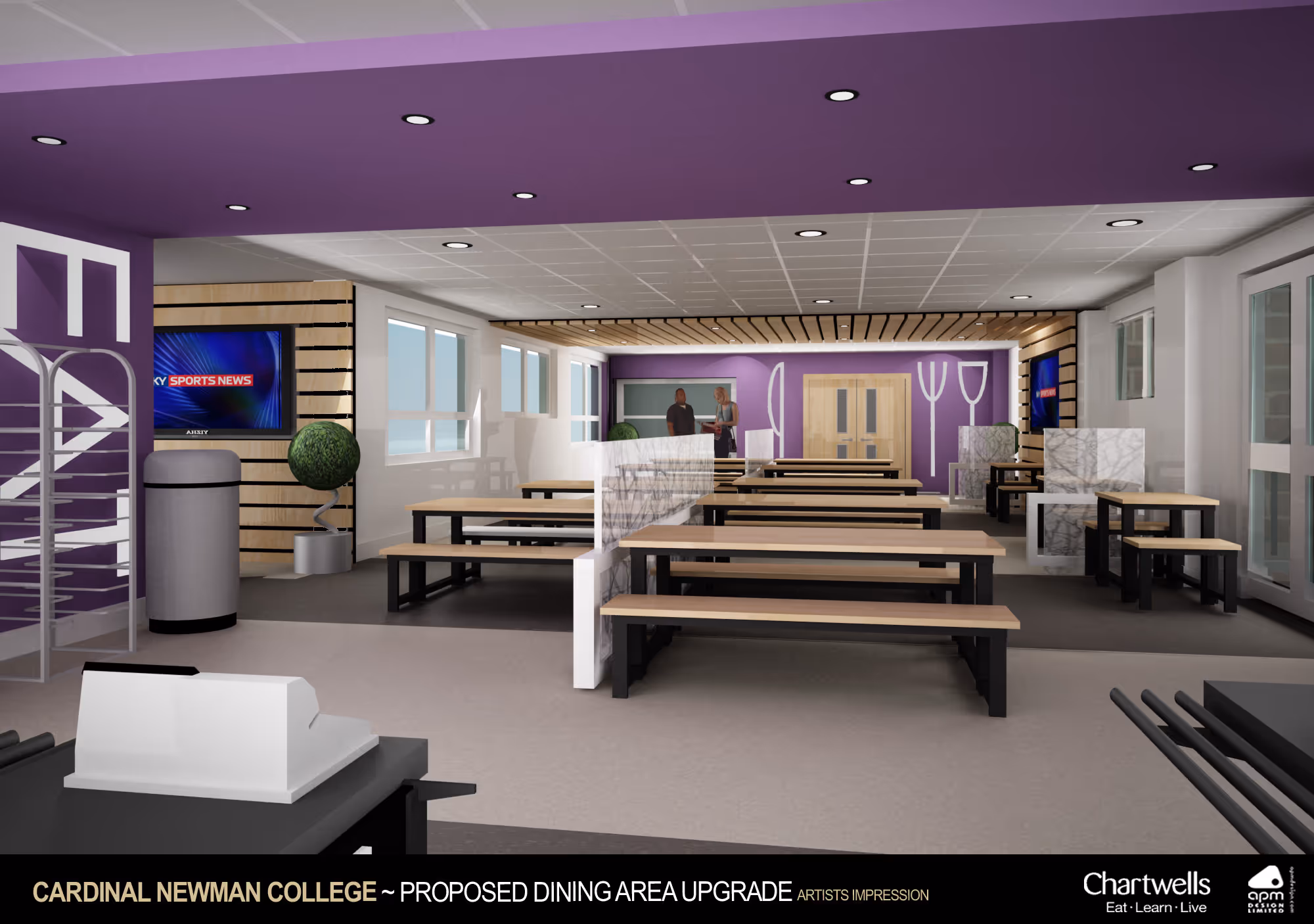 College refurbishment, interior design render, Lancashire