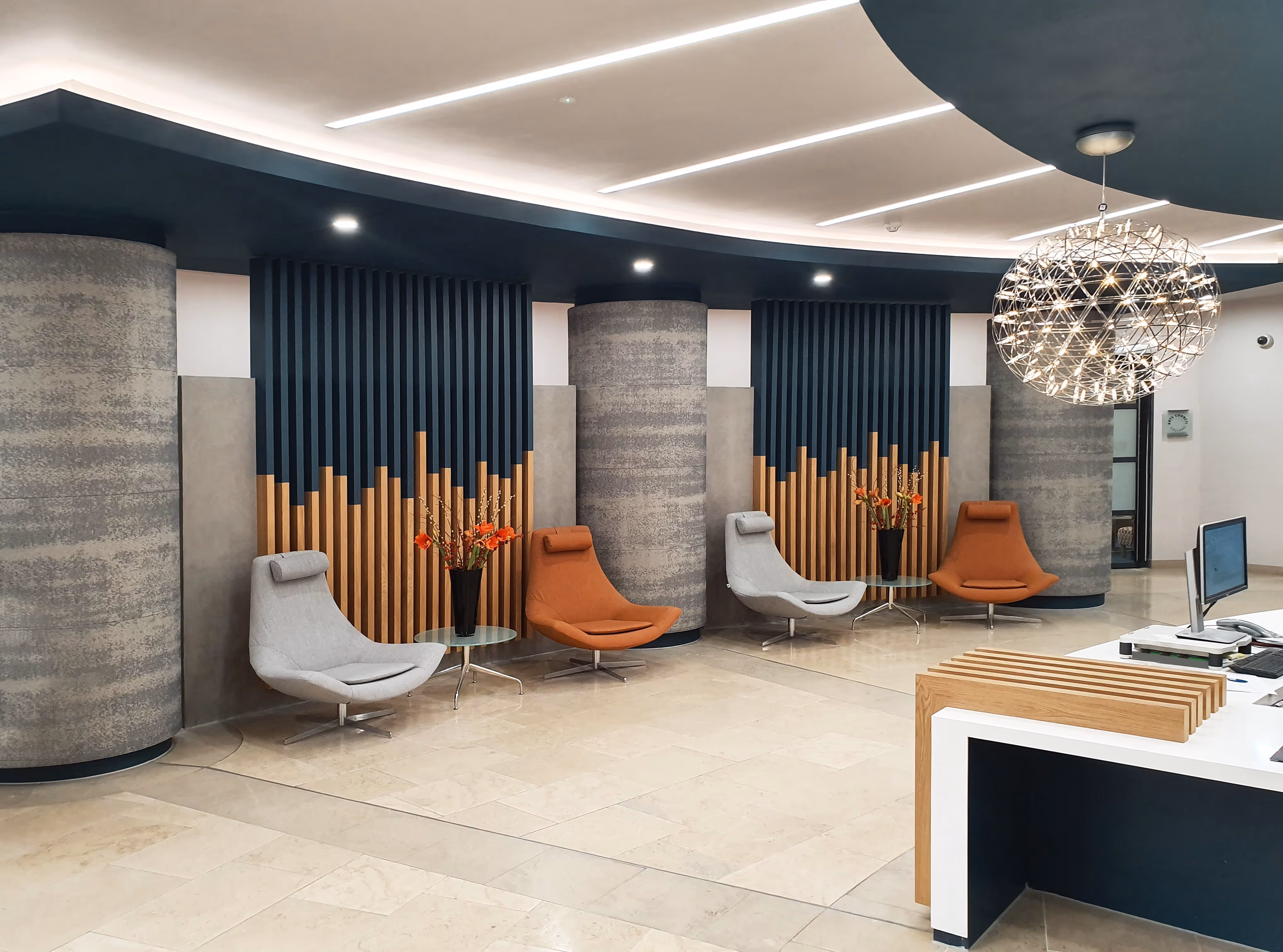 Office refurbishment, interior design, reception area, Newcastle
