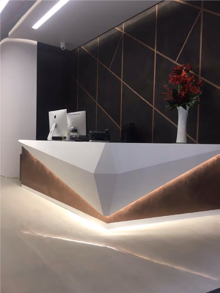 Reception refurbishment, interior design, London
