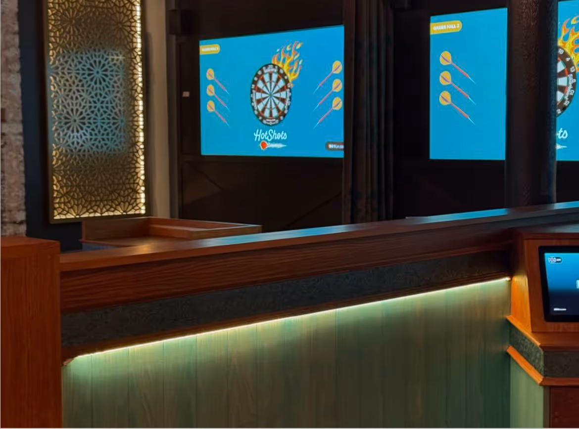 Interior Design of Hot Shots Liverpool - virtual dart boards