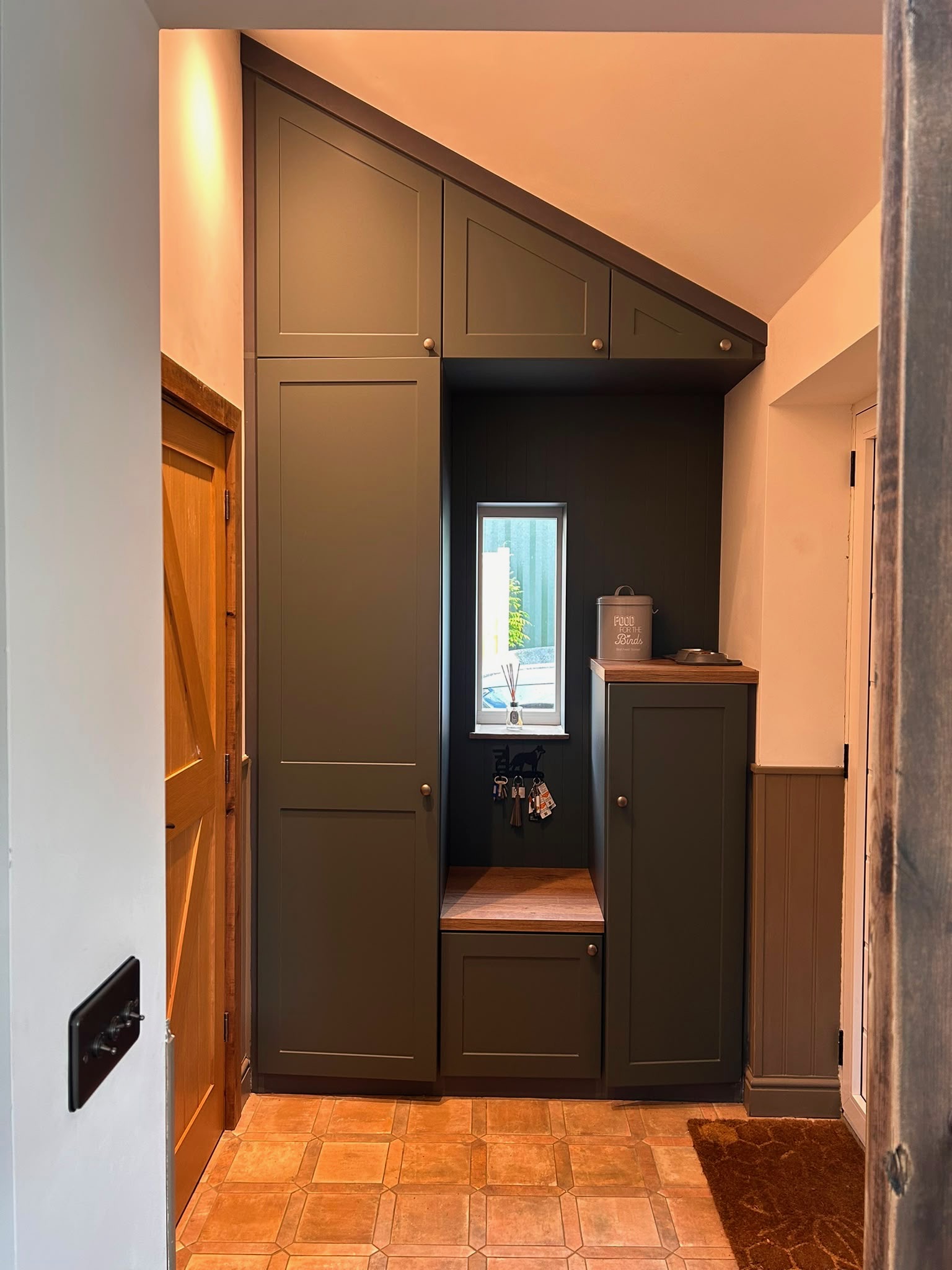 Built in boot room storage designed with pets in mind.
