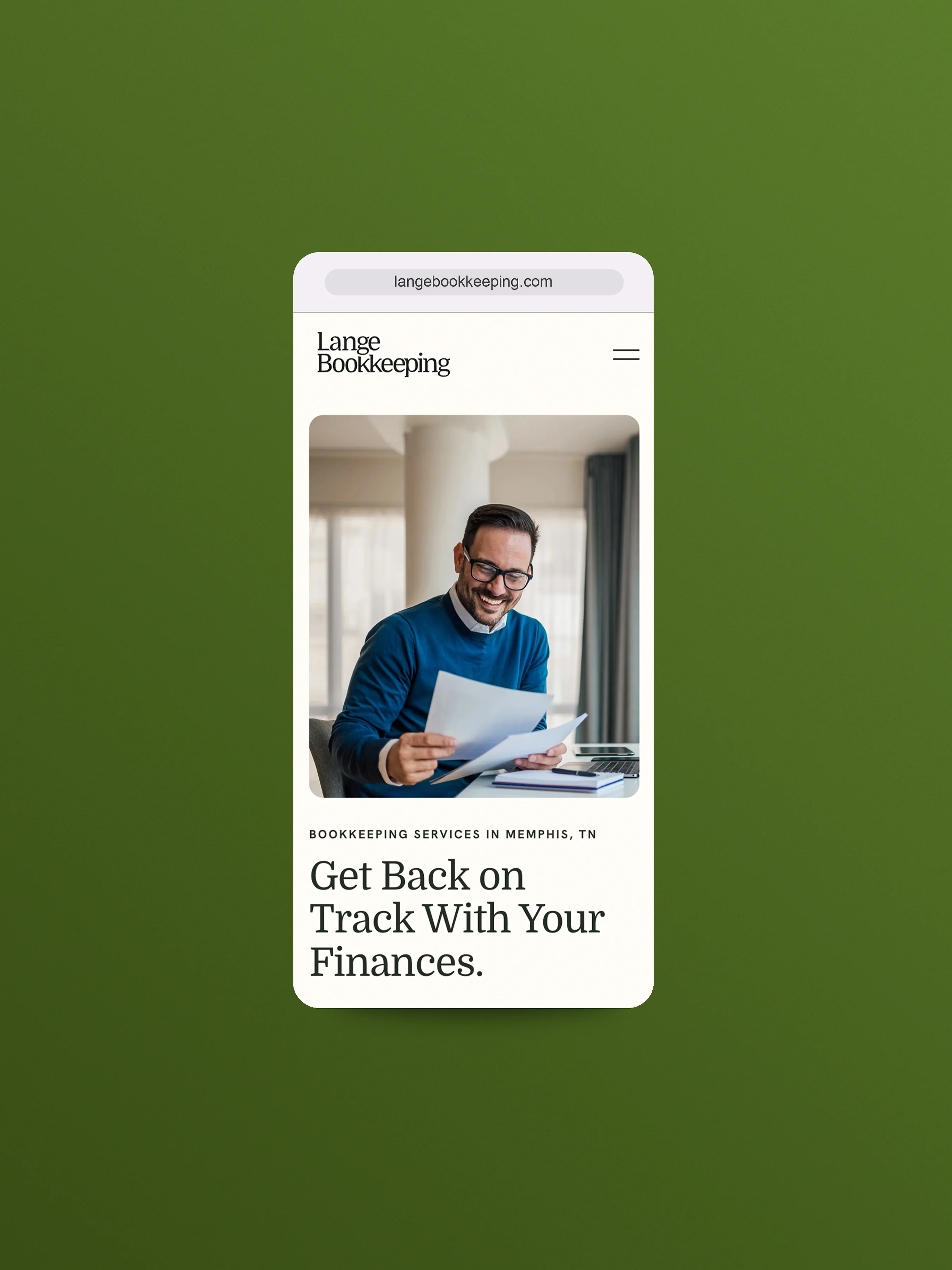 The primary landing page hero featuring a professional male business owner and the "Get Back on Track" headline.