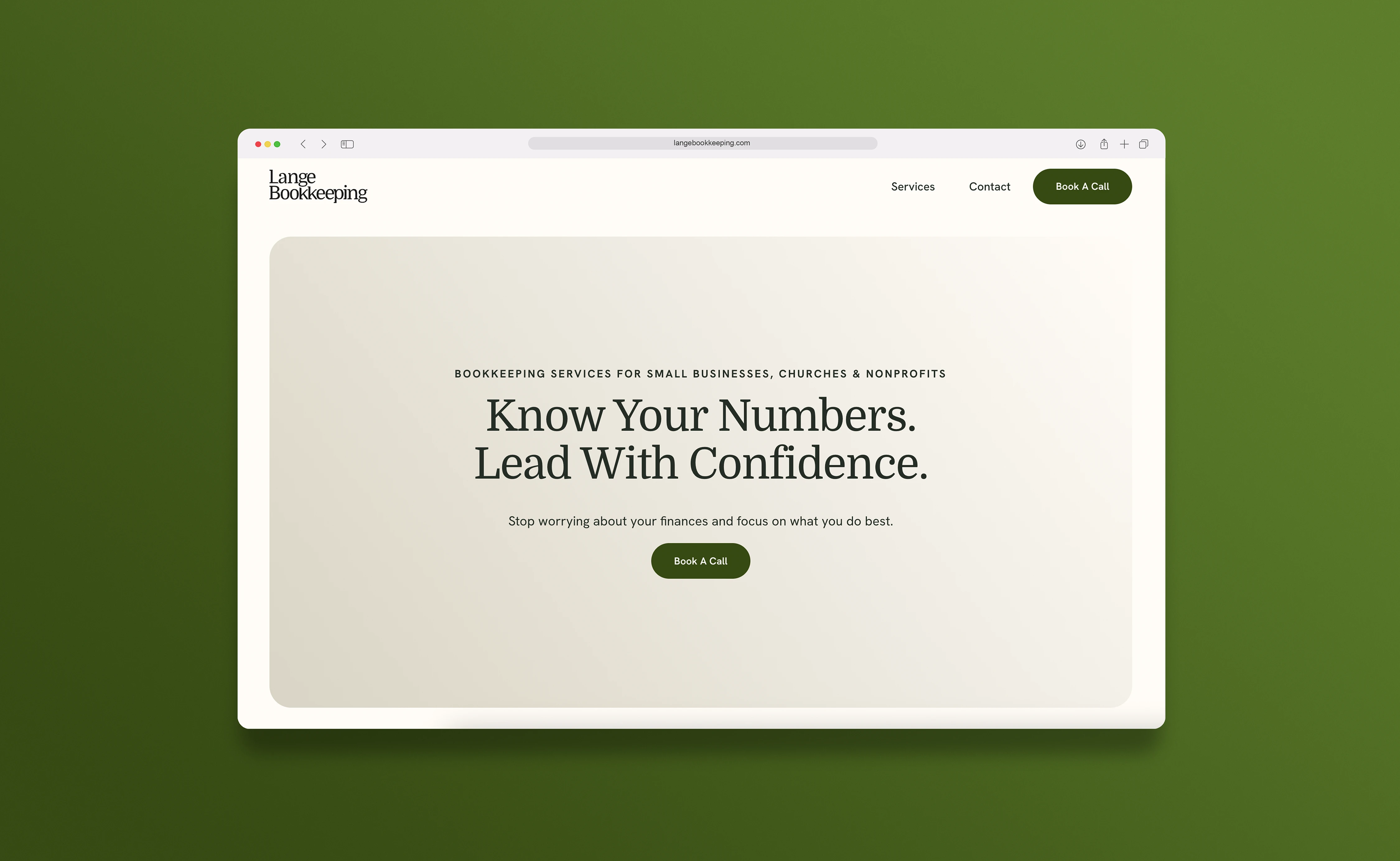 A clean conversion section with a prominent "Book a Call" button and a value-driven headline.
