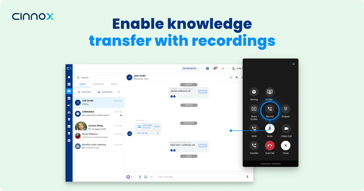 Call recording with CINNOX