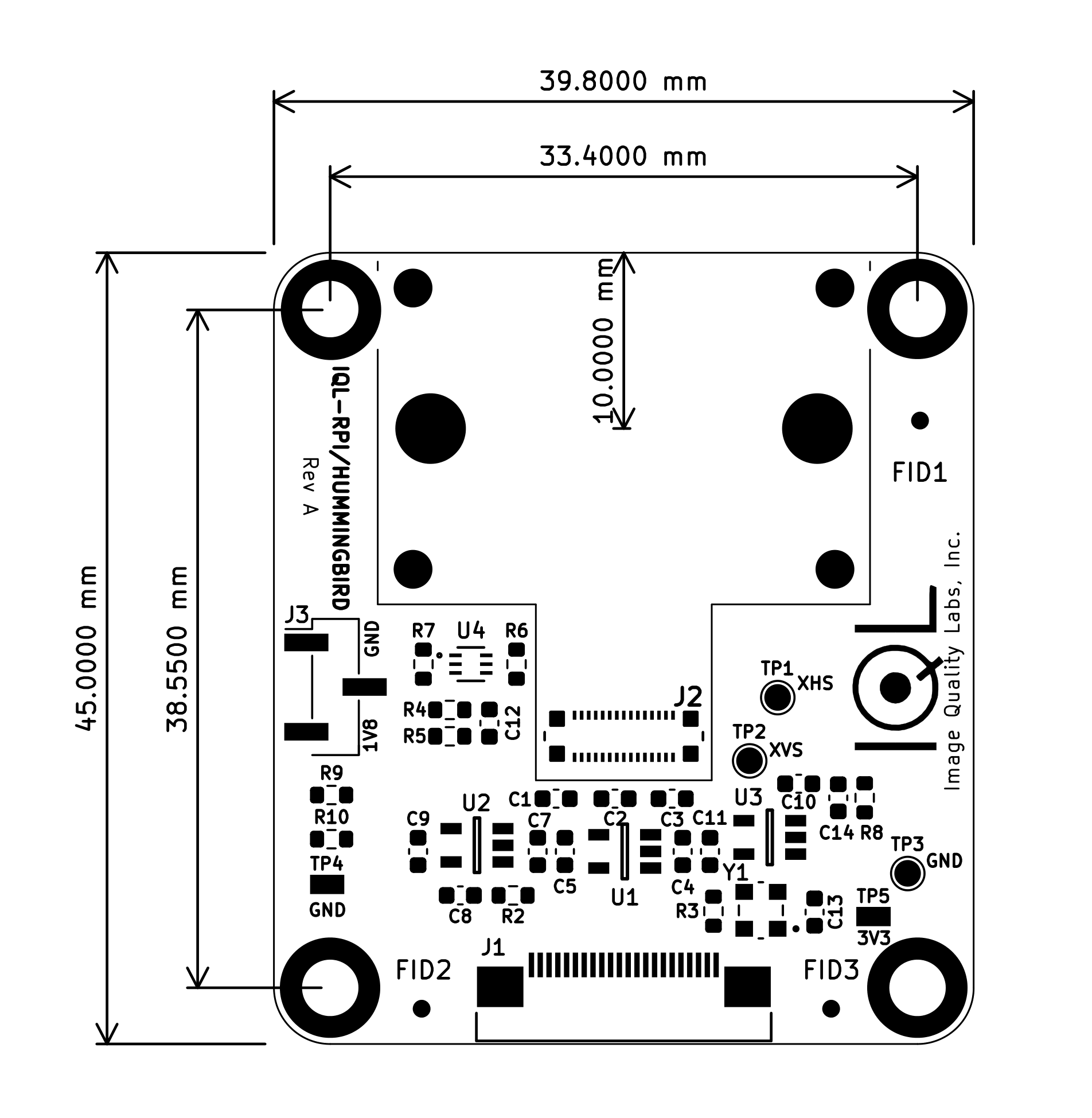 Sony IMX900 3.2MP FF Global Shutter Raspberry Pi Camera mechanical drawing and pinout