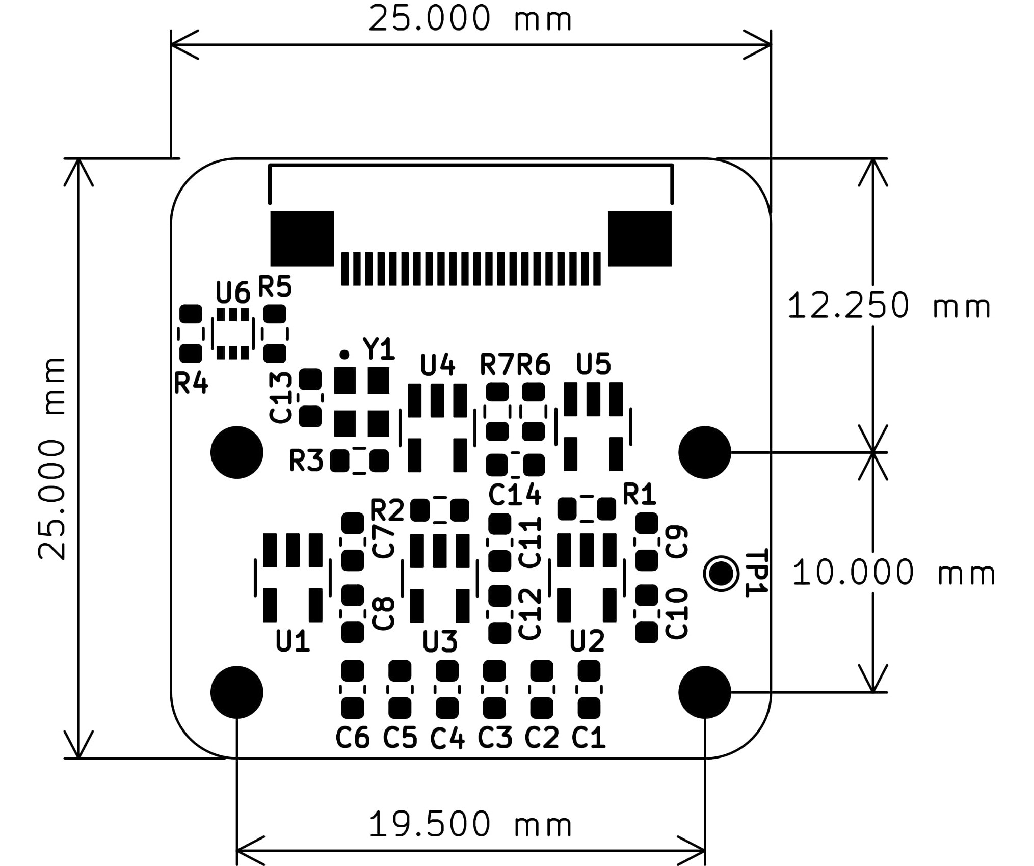 Omnivision OV5645 5MP FF Raspberry Pi Camera front dimensions