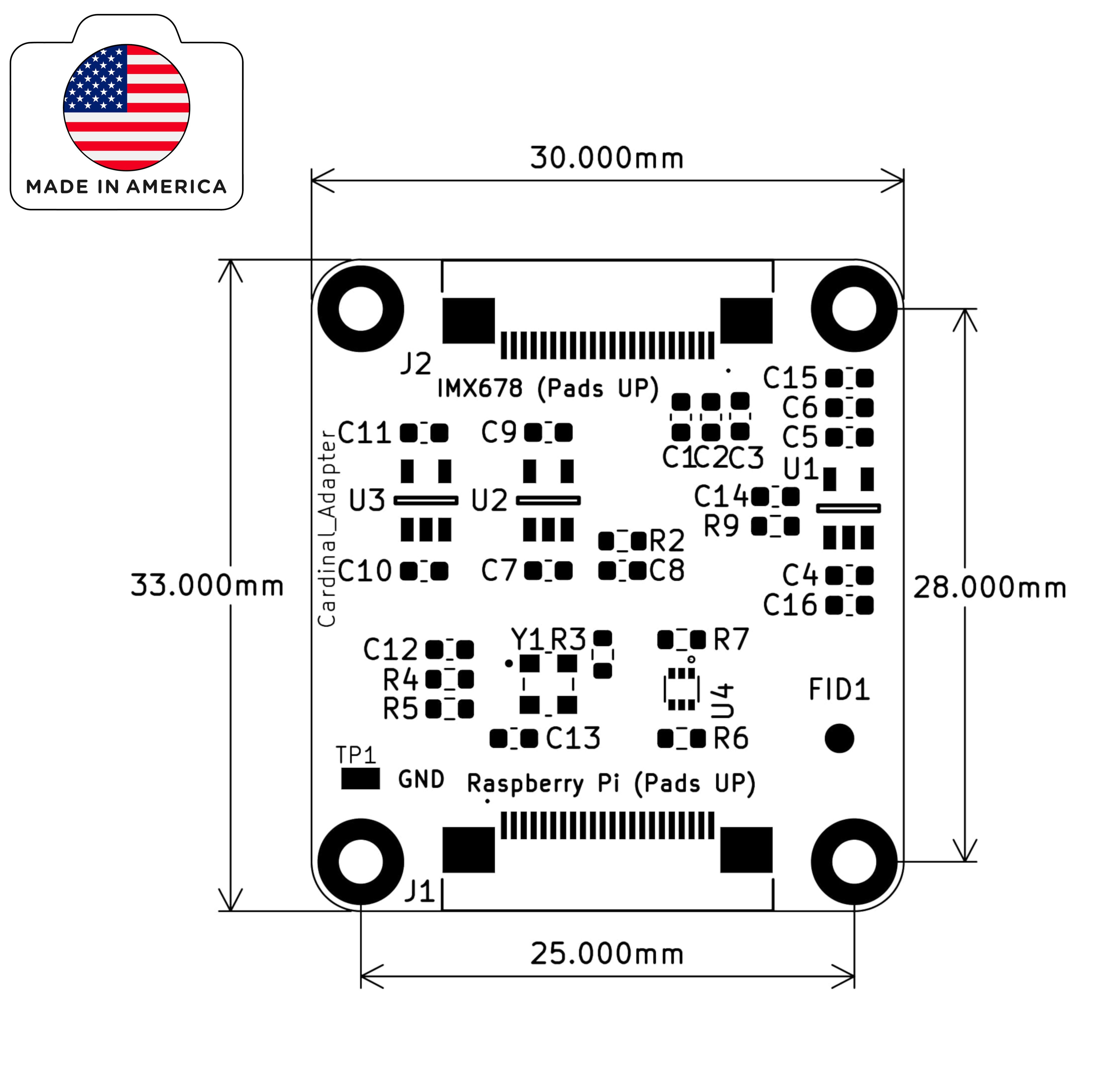 Sony STARVIS 2 IMX678 8MP FF Raspberry Pi Camera (US Made) dimensions