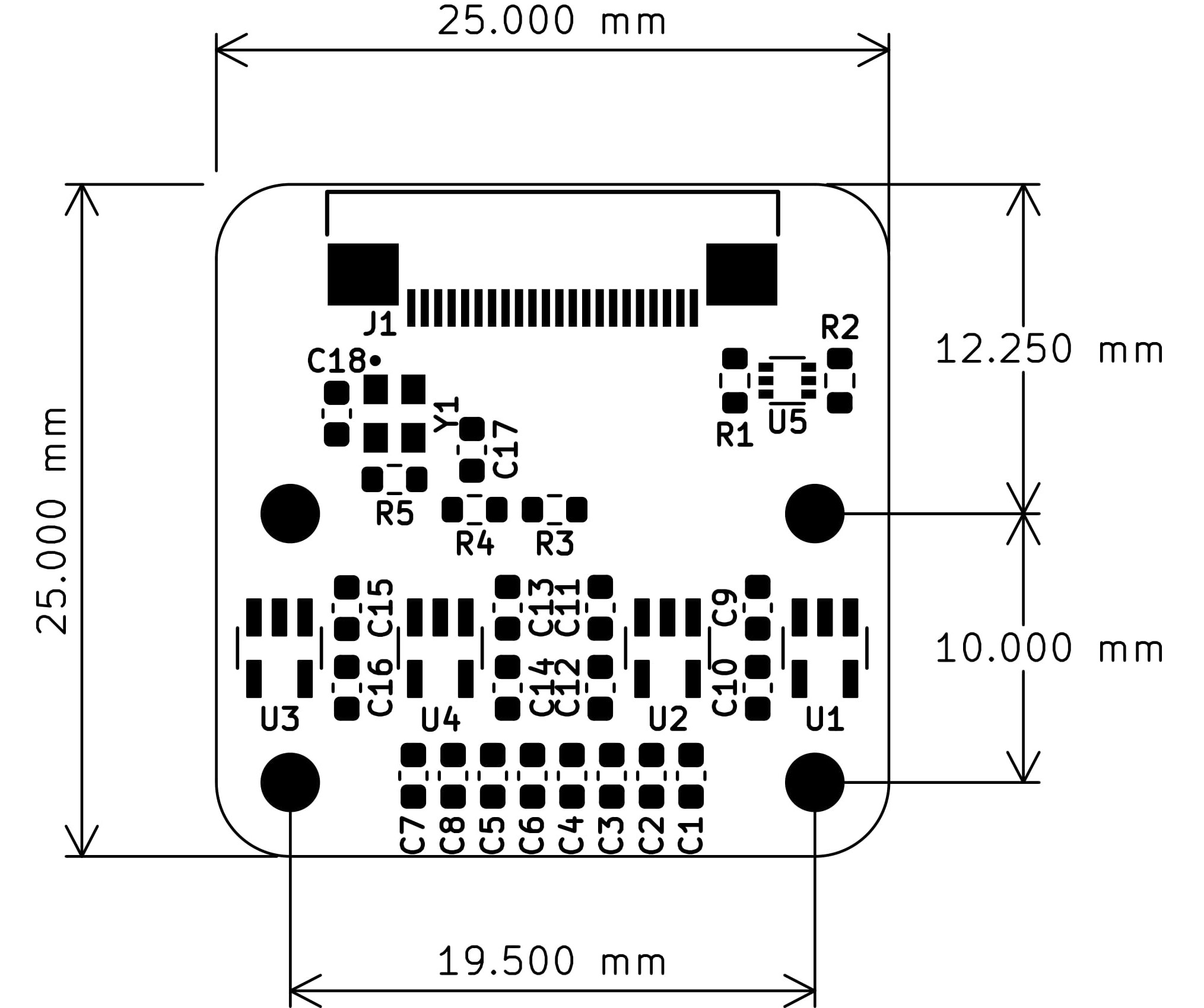 OnSemi AR1335 13MP AF Raspberry Pi Camera front dimensions