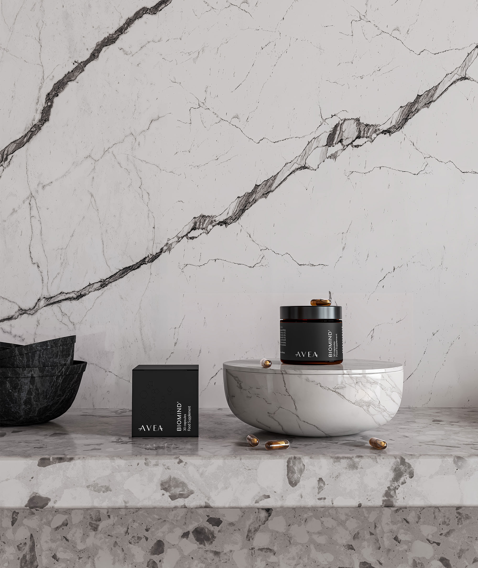 A black logo, Modomi, in front of a purple background.