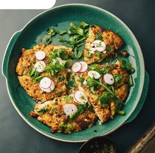 Shrimp and pea fritters