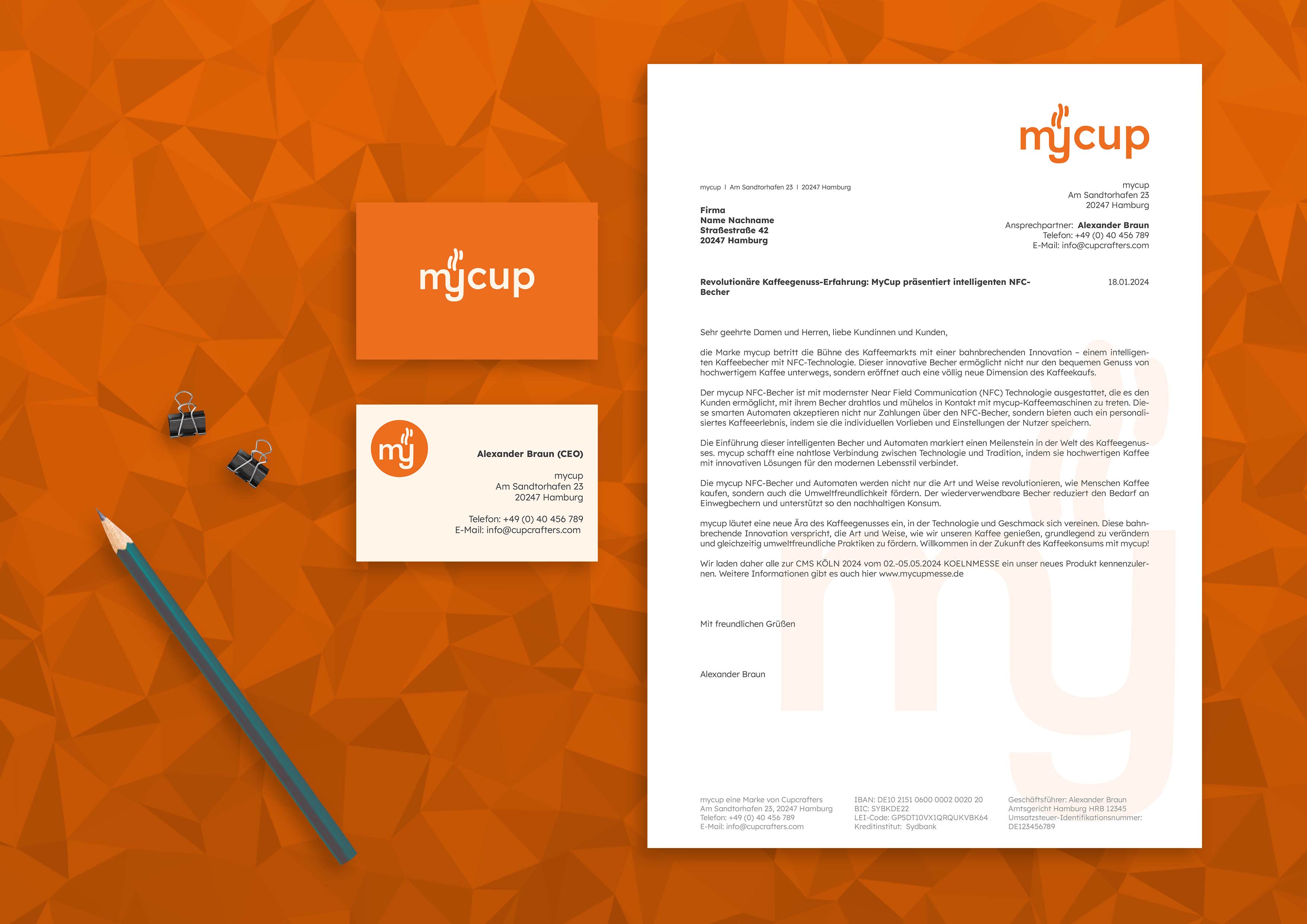Geschäftsausstattung "mycup" 