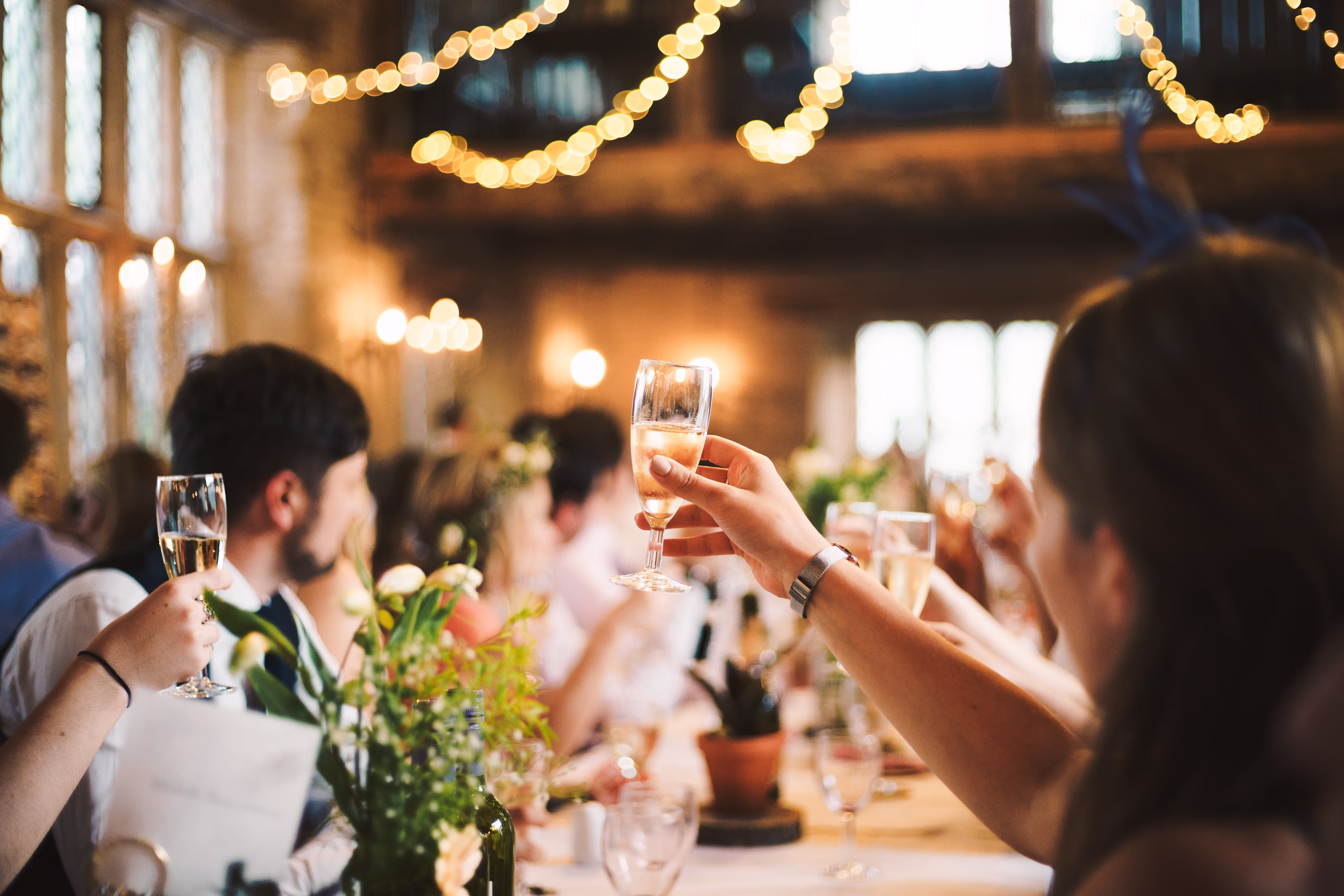 woman toasting with champagne