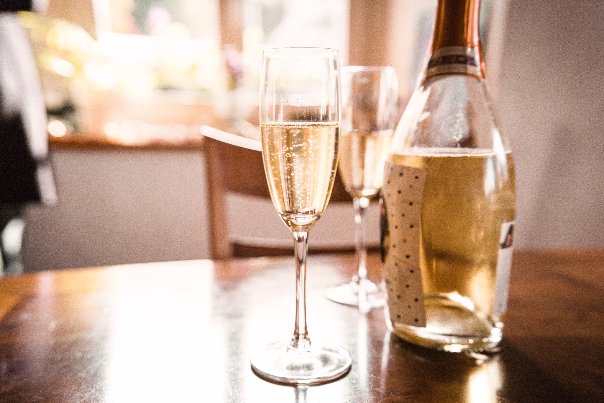 champagne toast on a table