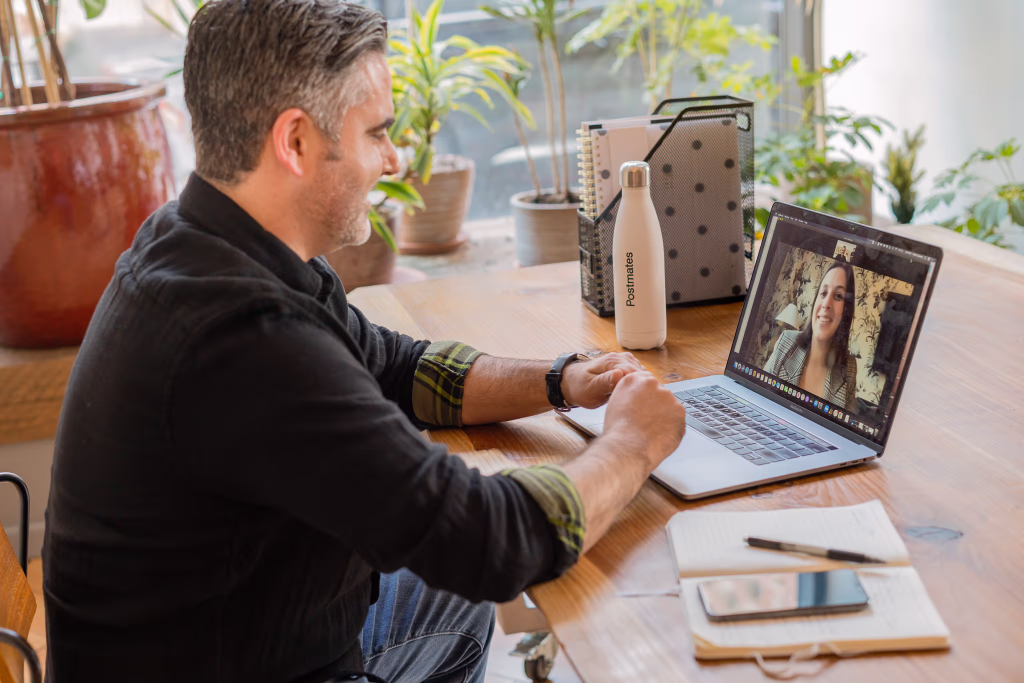 man watching a virtual event