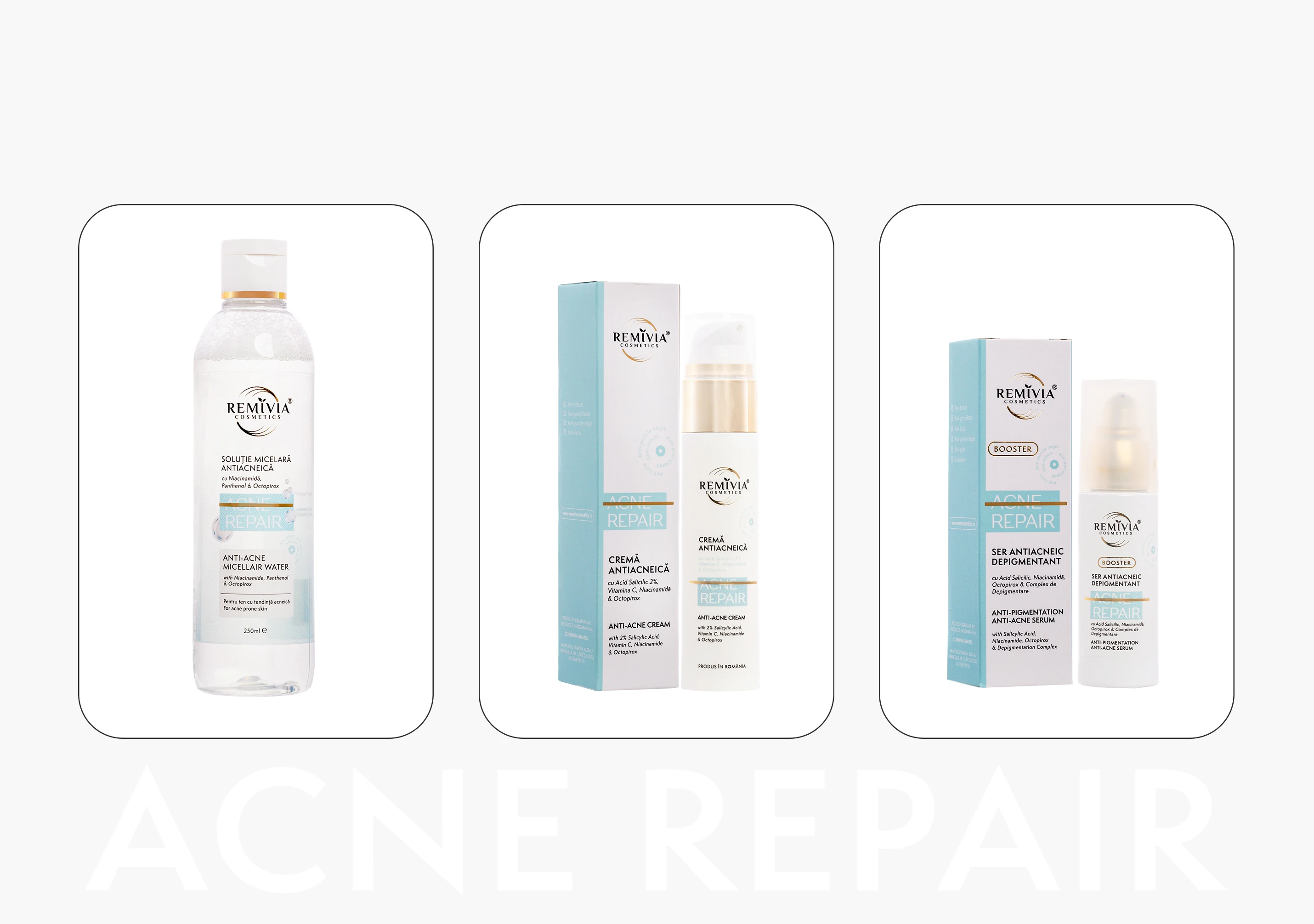 Design ambalaje cosmetice agentie de branding design gama cosmetice Acne Repair