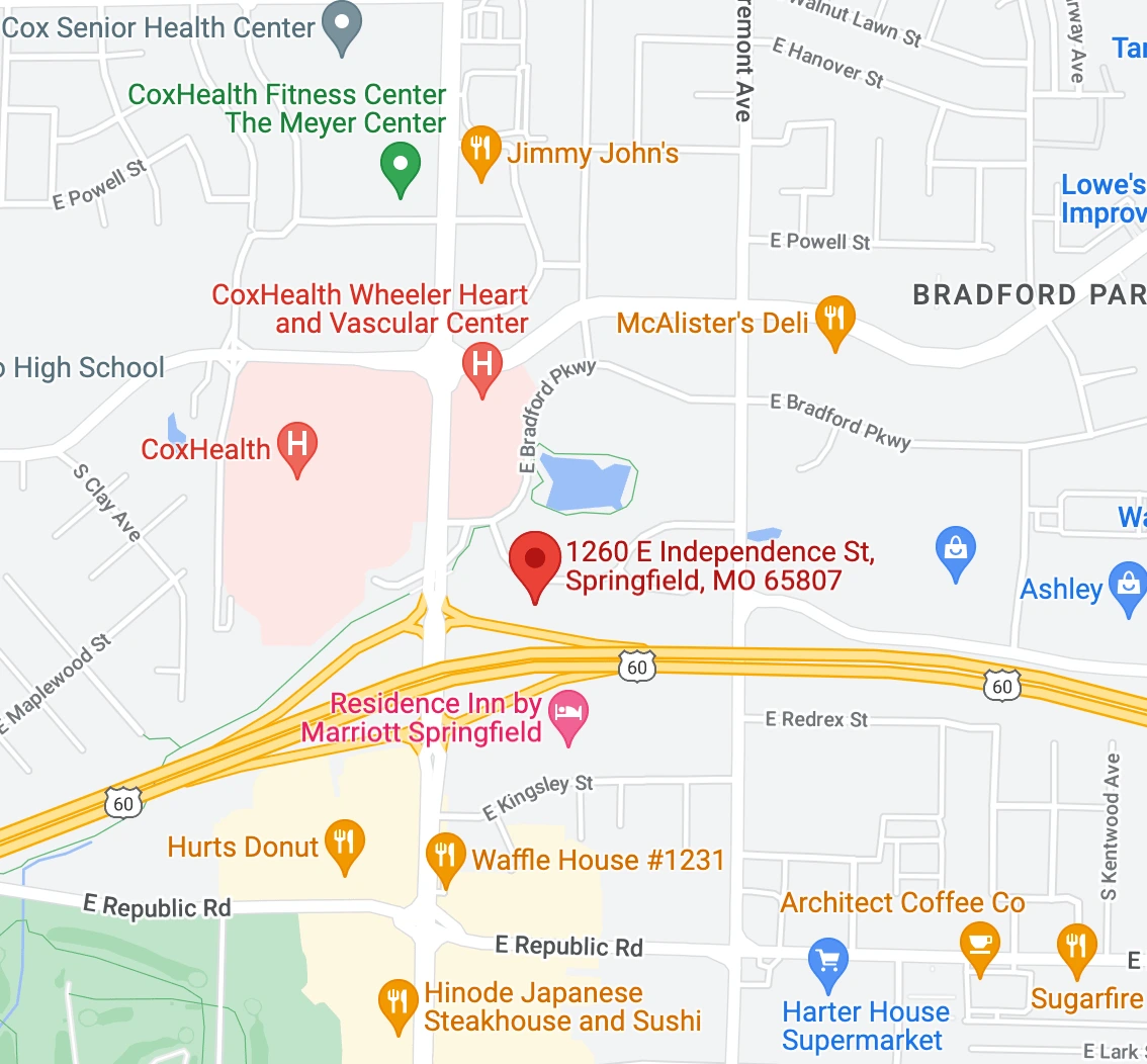 Map of Various Extended Stays in Sprinfield