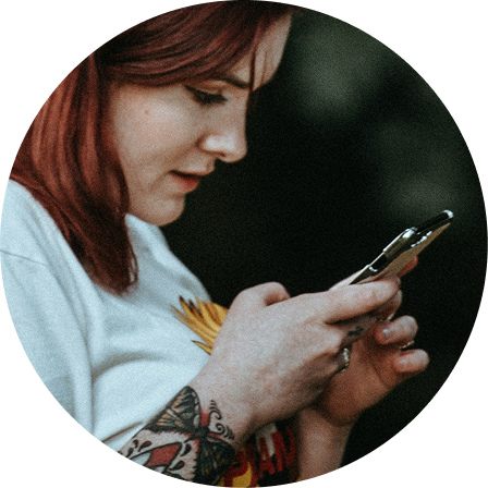 Woman looking at phone.