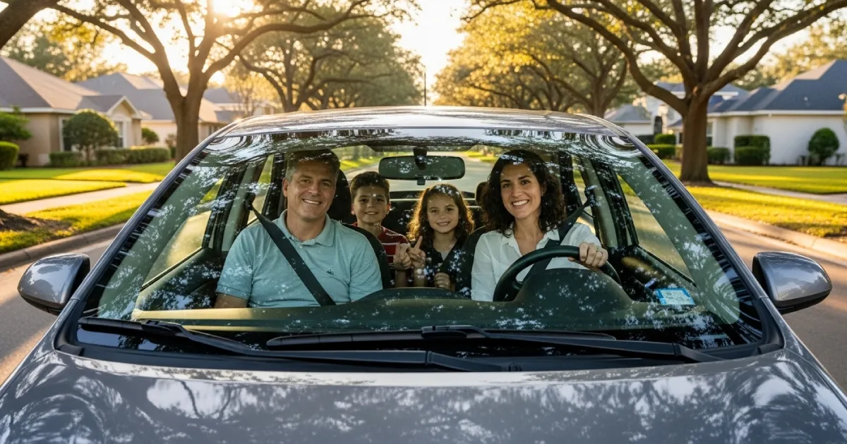 Família em carro alugado em Orlando