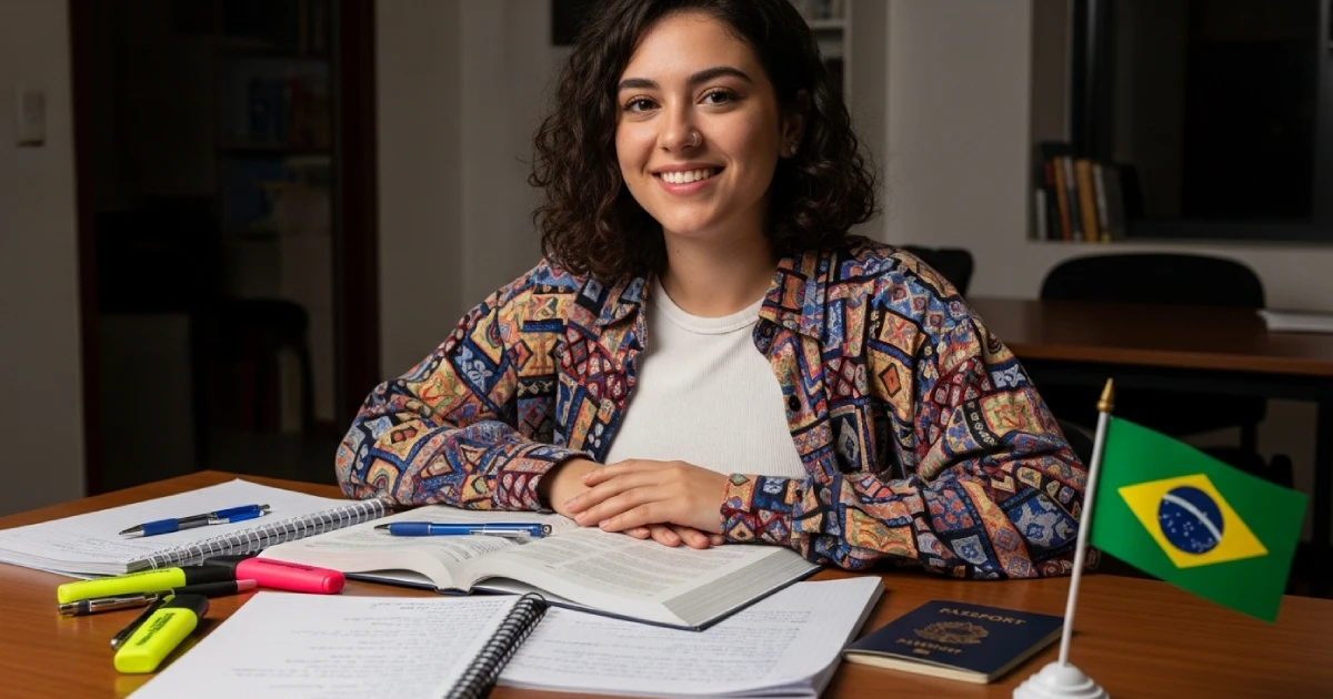 Garota estudando em biblioteca