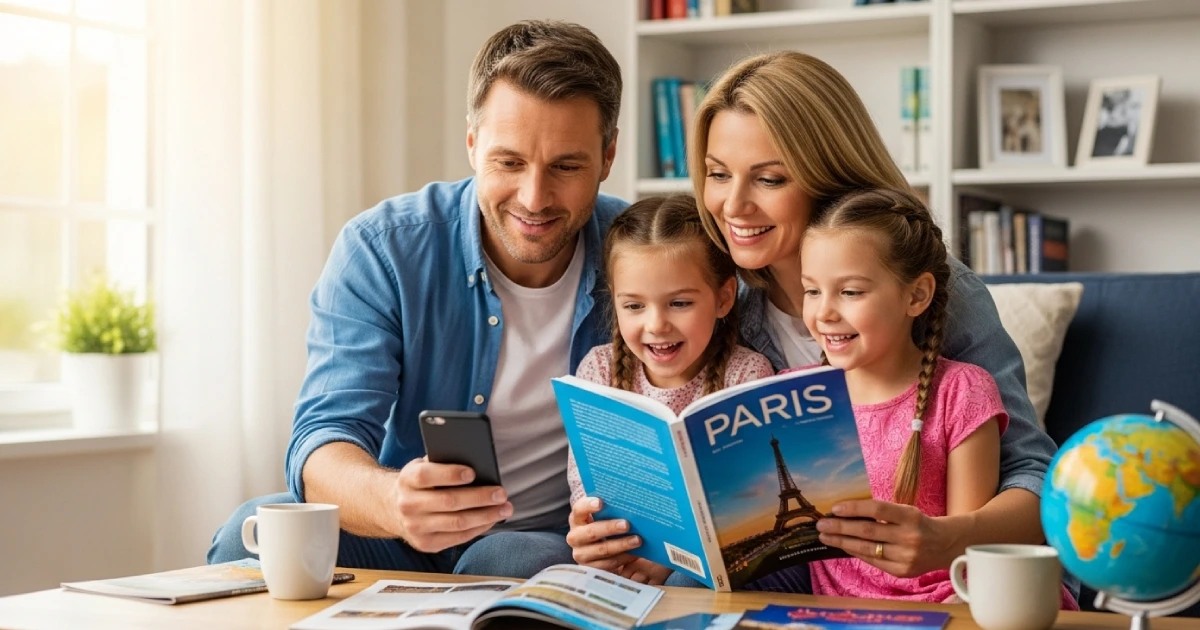 Família planejando uma viagem na Black Friday