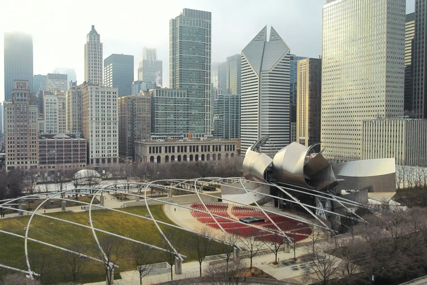 Imagem aérea do Millenium Park, em Chicago