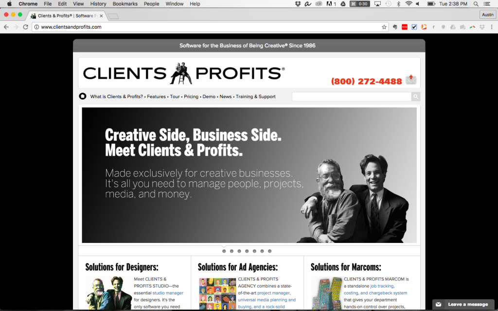 Time Tracking App - Clients & Profits Software Landing Page