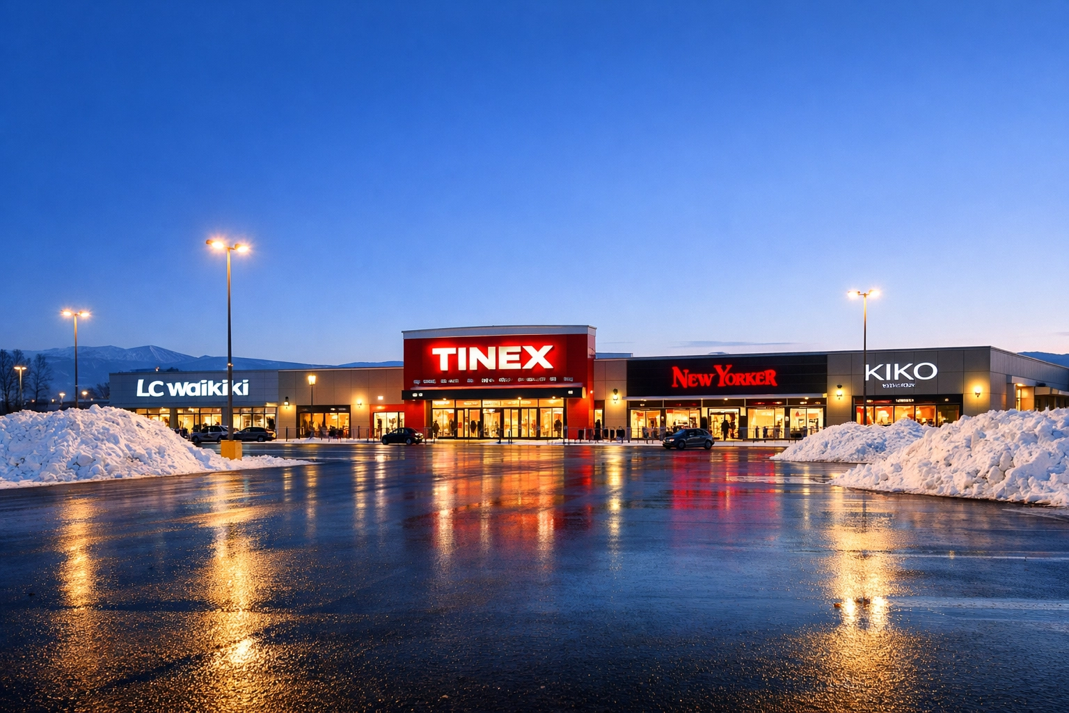 Professional commercial snow removal and ice management for a retail parking lot in Macedonia, OH.