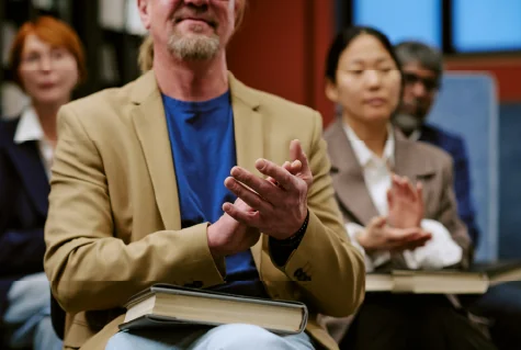 A storyteller in front of an audience