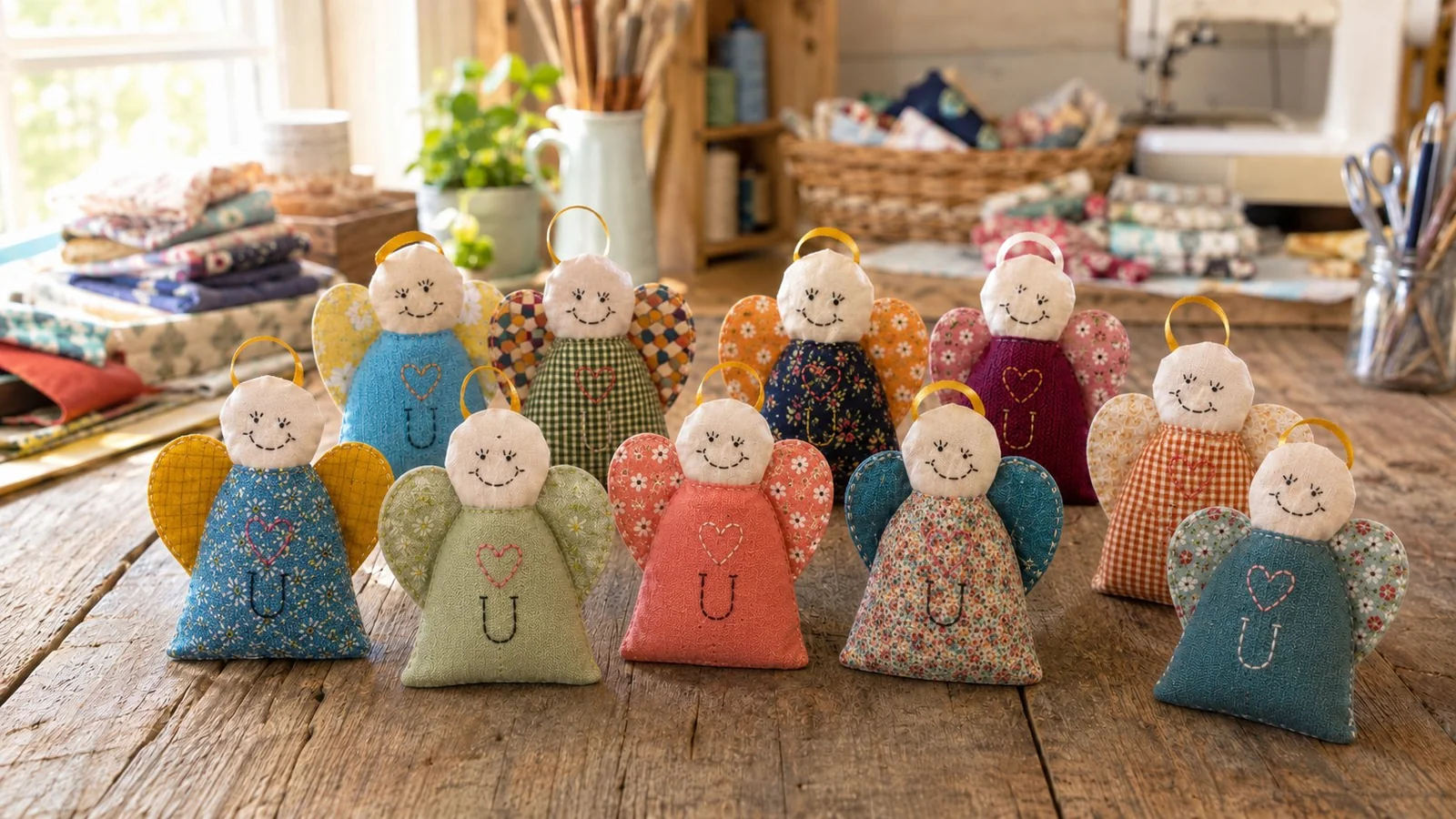 A colorful gathering of handmade Ignite Humanity Angels