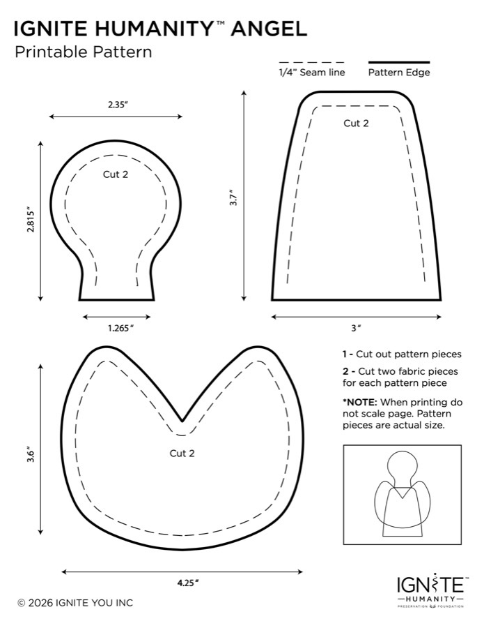 The printable actual-size Ignite Humanity Angel pattern