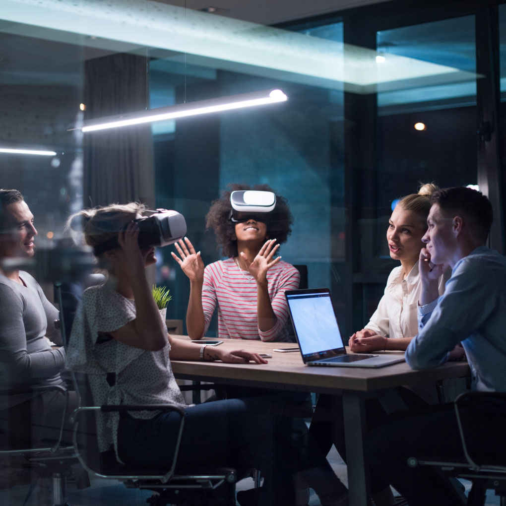 People in the middle of tech innovation experience
