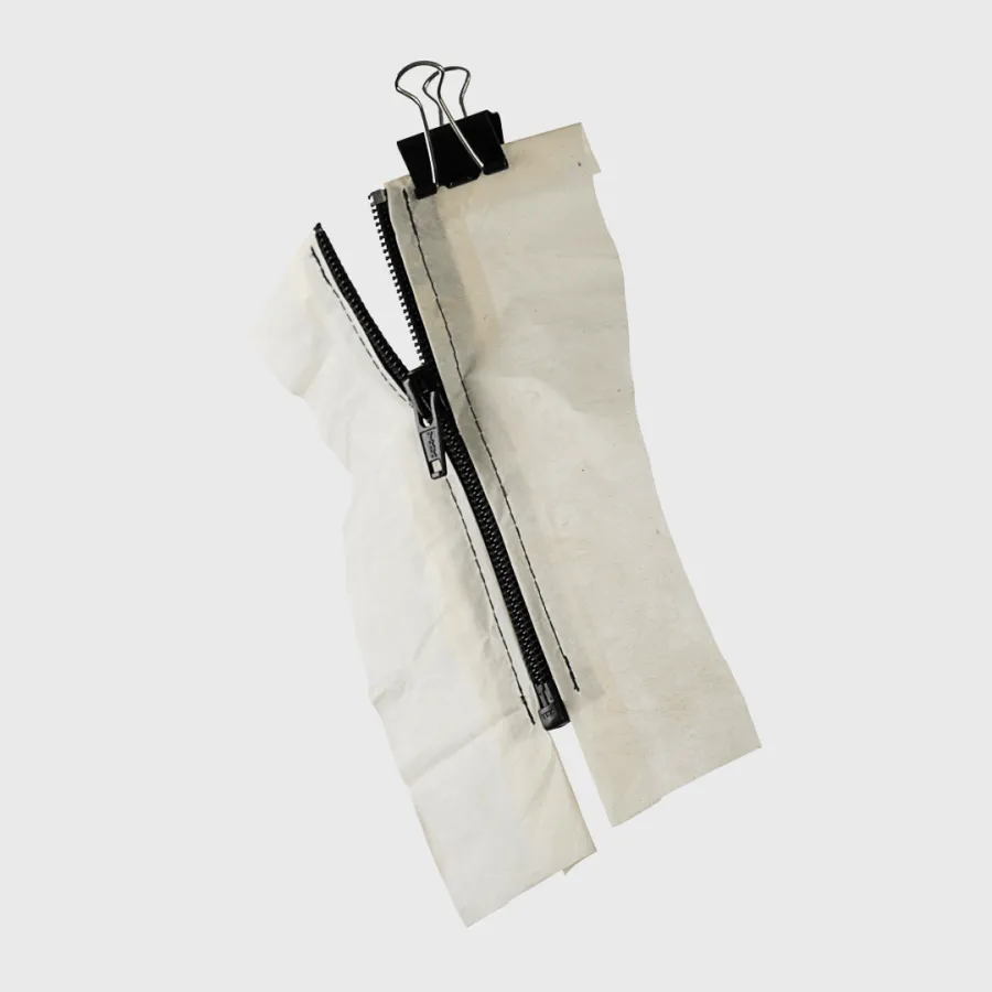 Experiment 5: a zipper is sewn between two sheets of gold beater skin