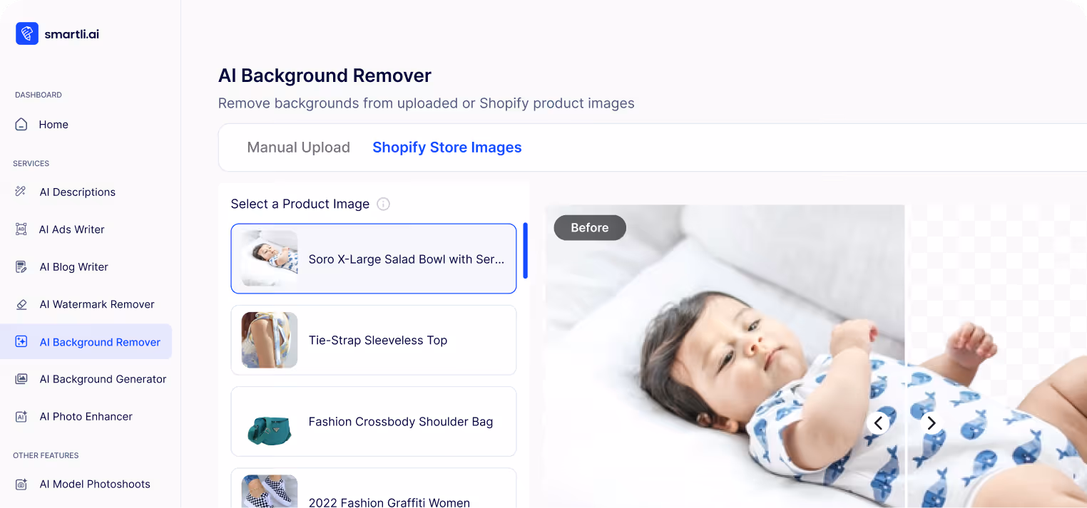Remove Background from images with ease.