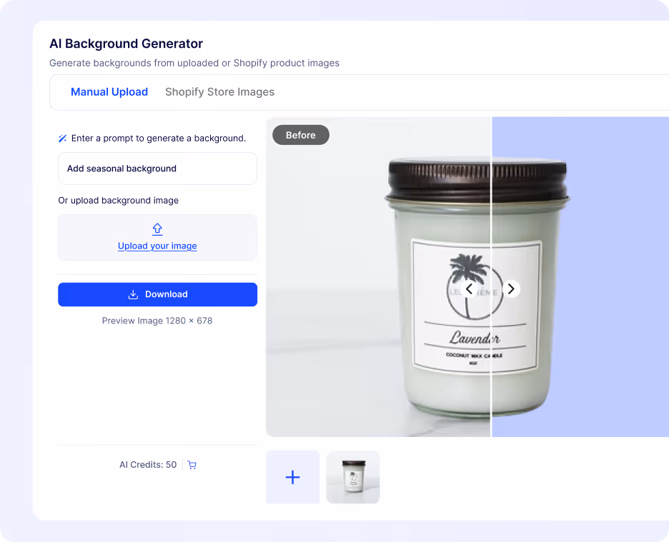 Upload Your Image and Generate Backgrounds Manually